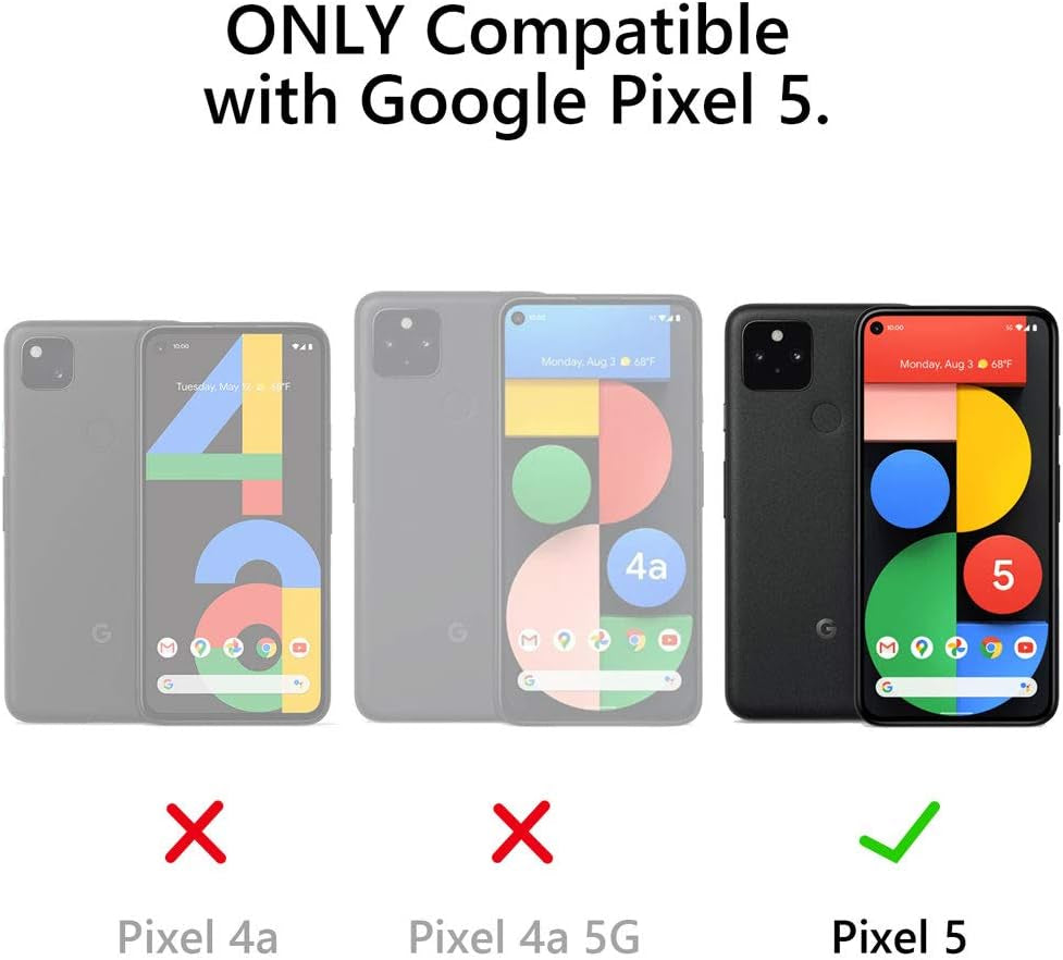 Teelevo Wallet Case for Google Pixel 5, Dual Layer Case with Card Slot Holder and Kickstand for Google Pixel 5 - Black  Teelevo   