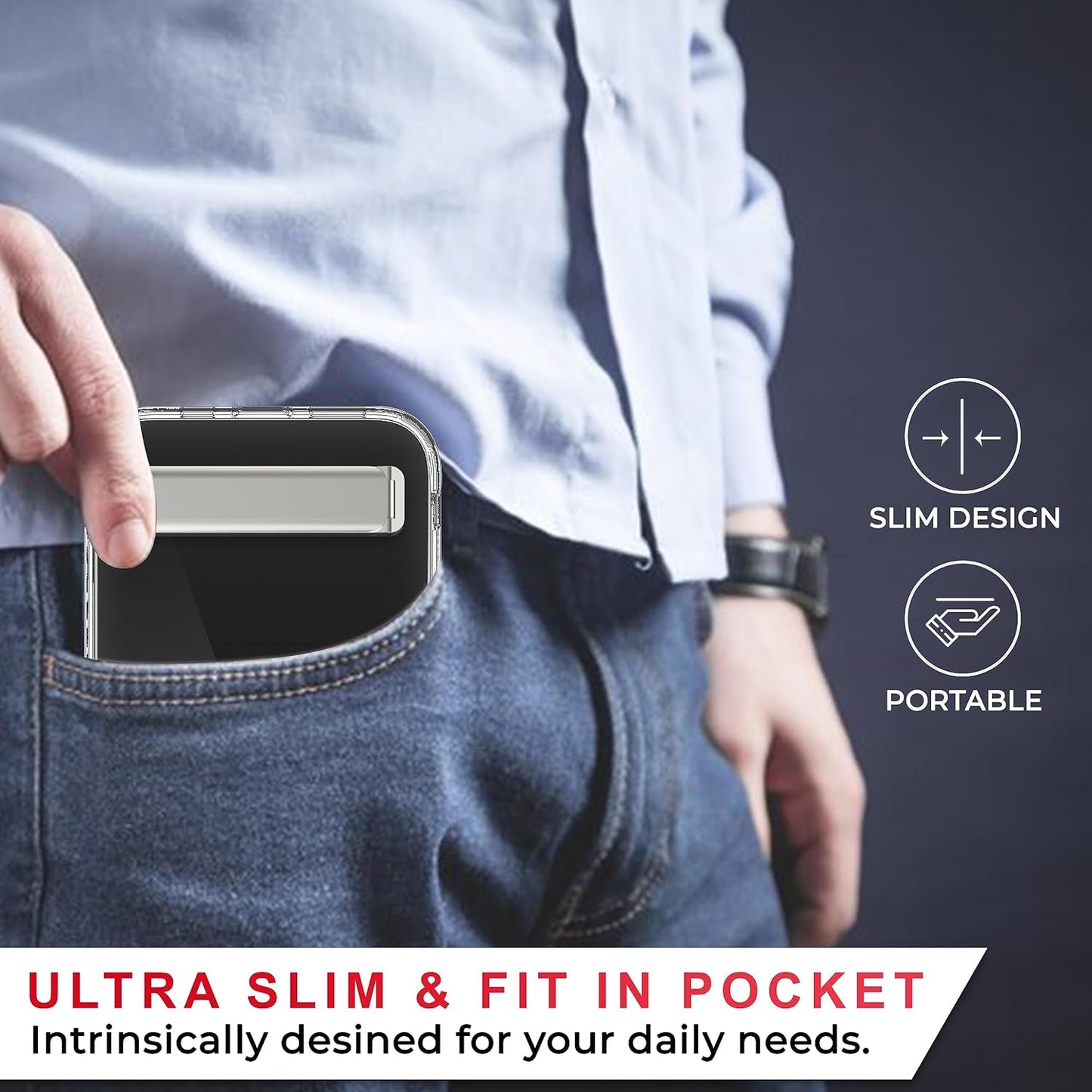 CEDO Kickstand Case for Samsung Galaxy S22 Ultra, 3-Way Mode Built-In Metal Stand Phone Case, Mil-Grade Shockproof Bumper, Transparent Acrylic & Slim Fit, Designed for Samsung S22 Ultra, Crystal Clear