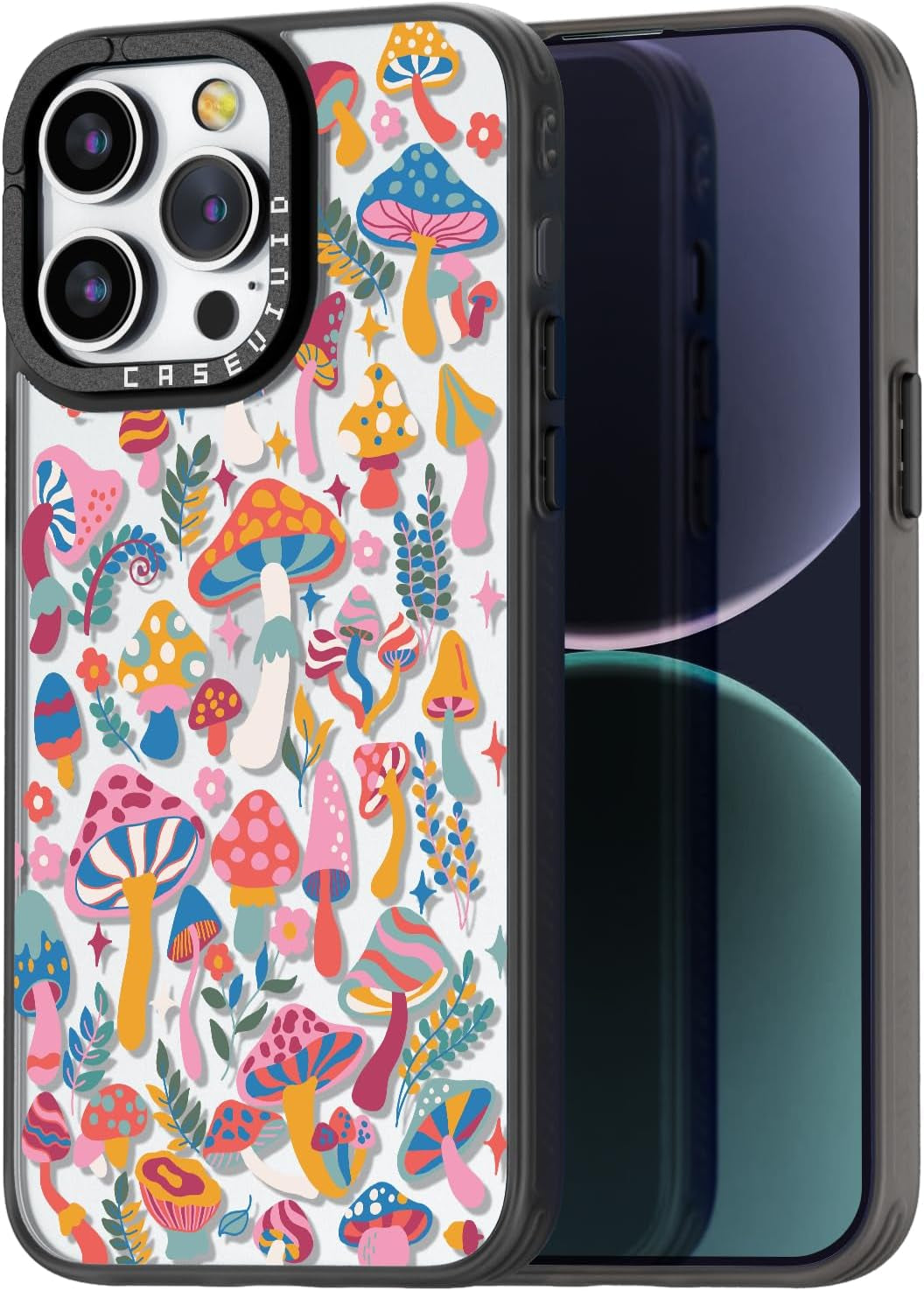 Casevivid Compatible for Iphone 15 Pro Case Cute Aesthetic - Durable Fashion Funny Phone Case - Girly Butterfly Pattern Print Cover Design for Woman Girl 6.1 Inches Black  CASEVIVID Mushroom Jungle Basic 