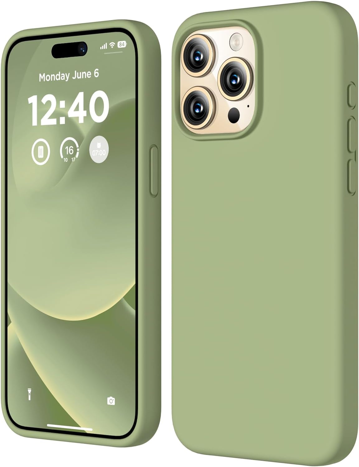 COFFKER Compatible with Iphone 15 Pro Case, Liquid Silicone Case, Full Body Shockproof Protective Cover Slim Thin Phone Case with Soft Anti-Scratch Microfiber Lining, 6.1 Inch-Orange  COFFKER Tea Green  