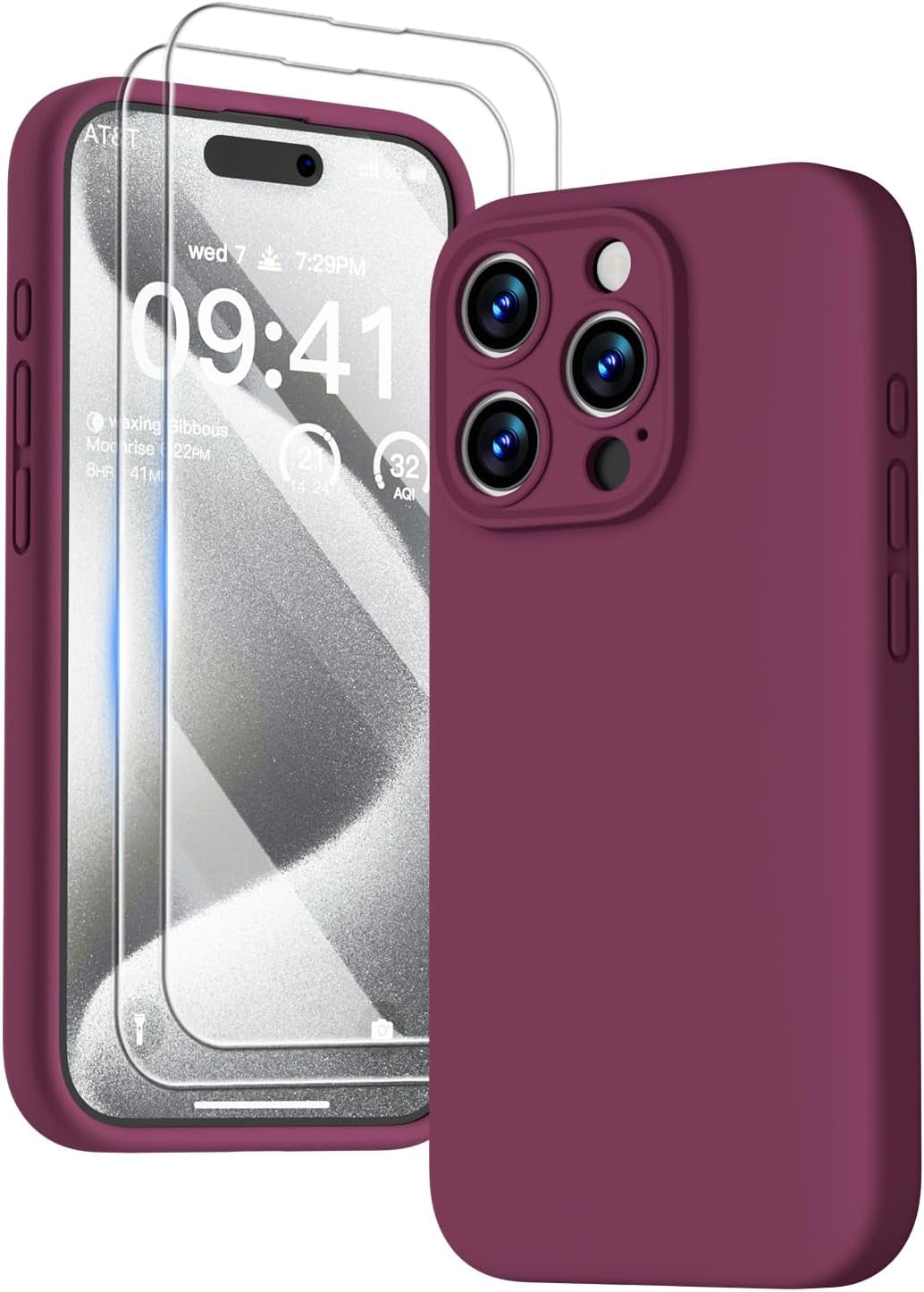 GOODVISH Compatible with Iphone 15 Pro Case, Silicone Upgraded [Enhanced Camera Protection] Phone Case with [2 Screen Protectors], Soft Anti-Scratch Microfiber Lining Inside, 6.1 Inch, Brown  GOODVISH   