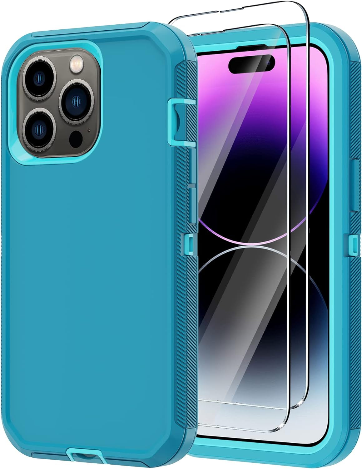 Annymall for Iphone 14 Pro Case with 2 Screen Protector, Heavy Duty Drop Protection Shockproof Full Body 3-Layer Military Rugged Durable Protective Cover for Apple Iphone 14 Pro 6.1" (Blue/Dark)  Annymall   