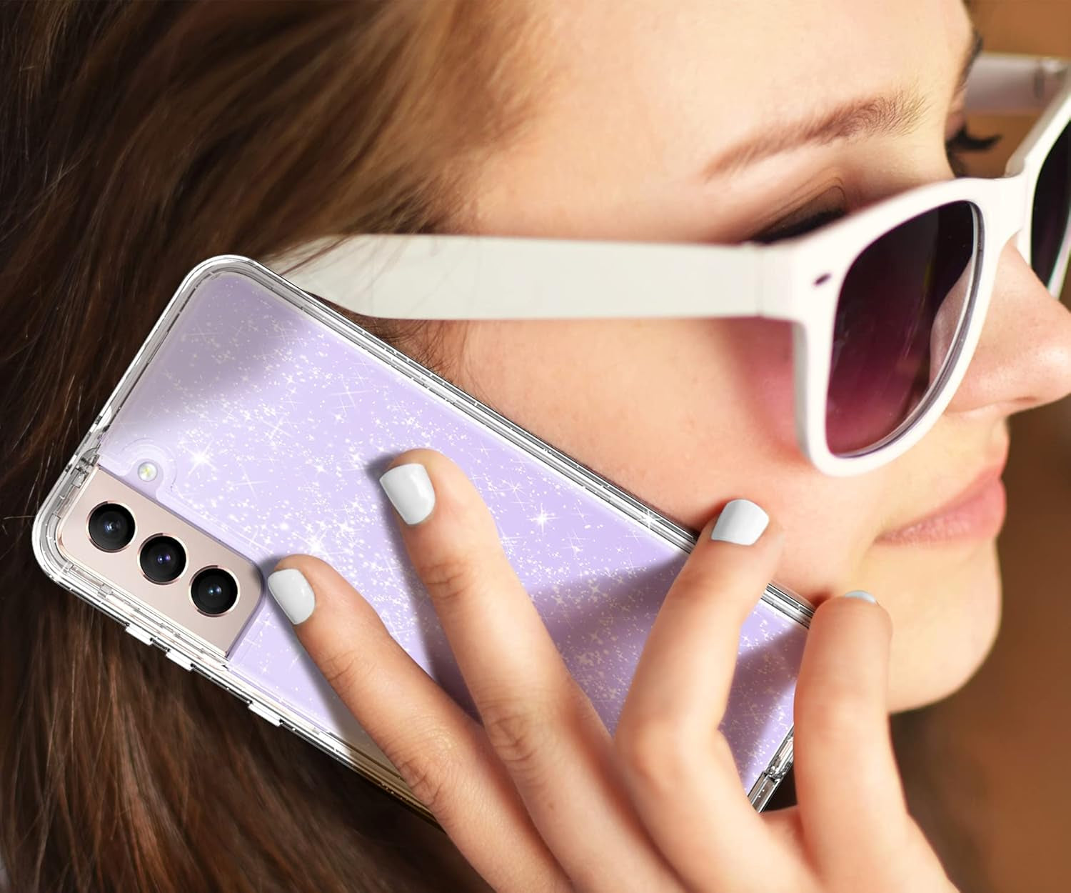 Coolwee Crystal Glitter Full Protective Case for Galaxy S22 plus - Heavy Duty Hybrid, Shockproof, Transparent, Bling Sparkle