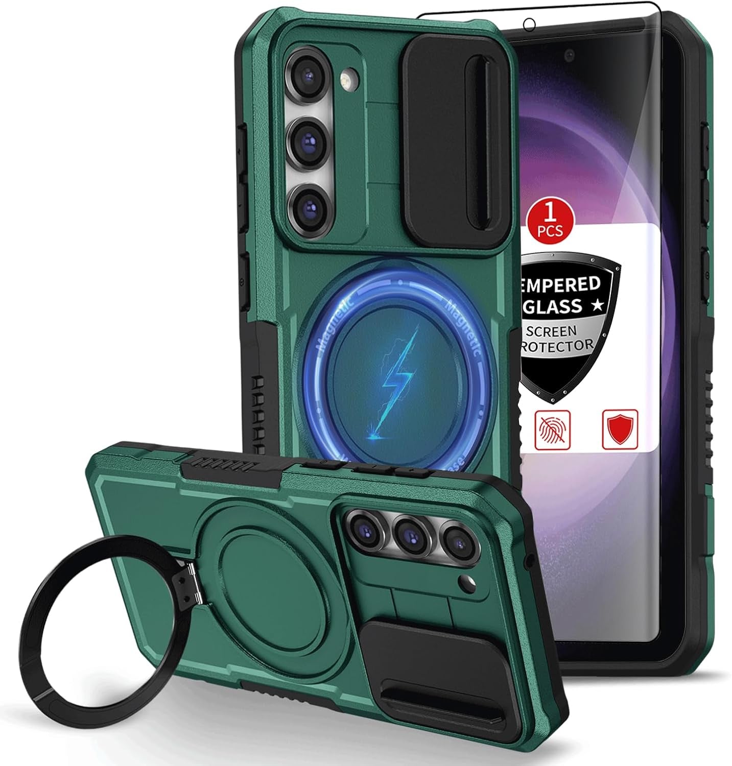 For Samsung Galaxy S21 Ultra Case Compatible with Magsafe Galaxy S21 Ultra Case Magnetic,With Screen Protector,With Magnetic Stand&Camera Cover Protection Shockproof Galaxy S21Ultra Case Blue