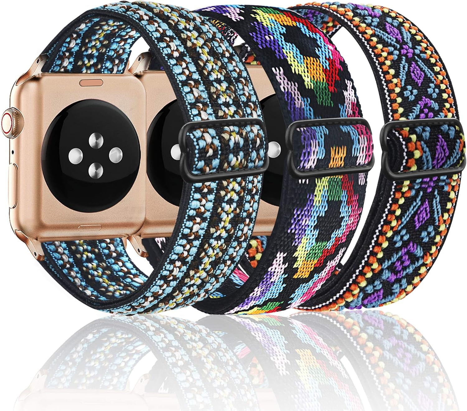 Dsytom 3 Pack Elastic Band Compatible with Apple Watch Bands 38Mm 41Mm 40Mm 42Mm 44Mm 45Mm 49Mm, Adjustable Stretchy Nylon Bands for Iwatch Series 9 Ultra 2 8/7/6/5/4/3/2/1 SE Strap for Women