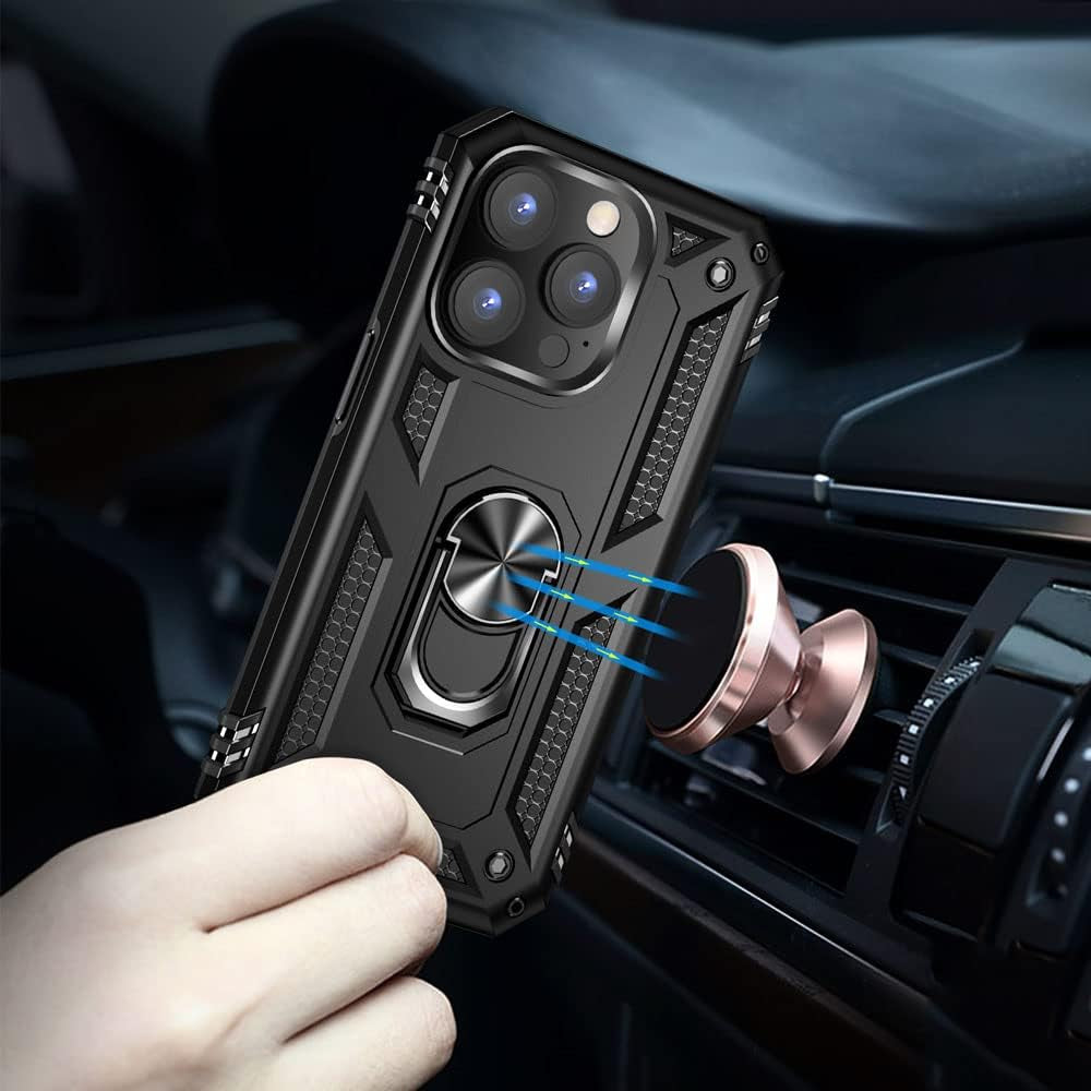 Aozuoton for Iphone 14 Pro Case, Iphone 14 Pro Phone Case with HD Screen Protector, [Military Grade 16Ft. Drop Tested] Ring Shockproof Protective Phone Case for Iphone 14 Pro,Black  Yanmen   