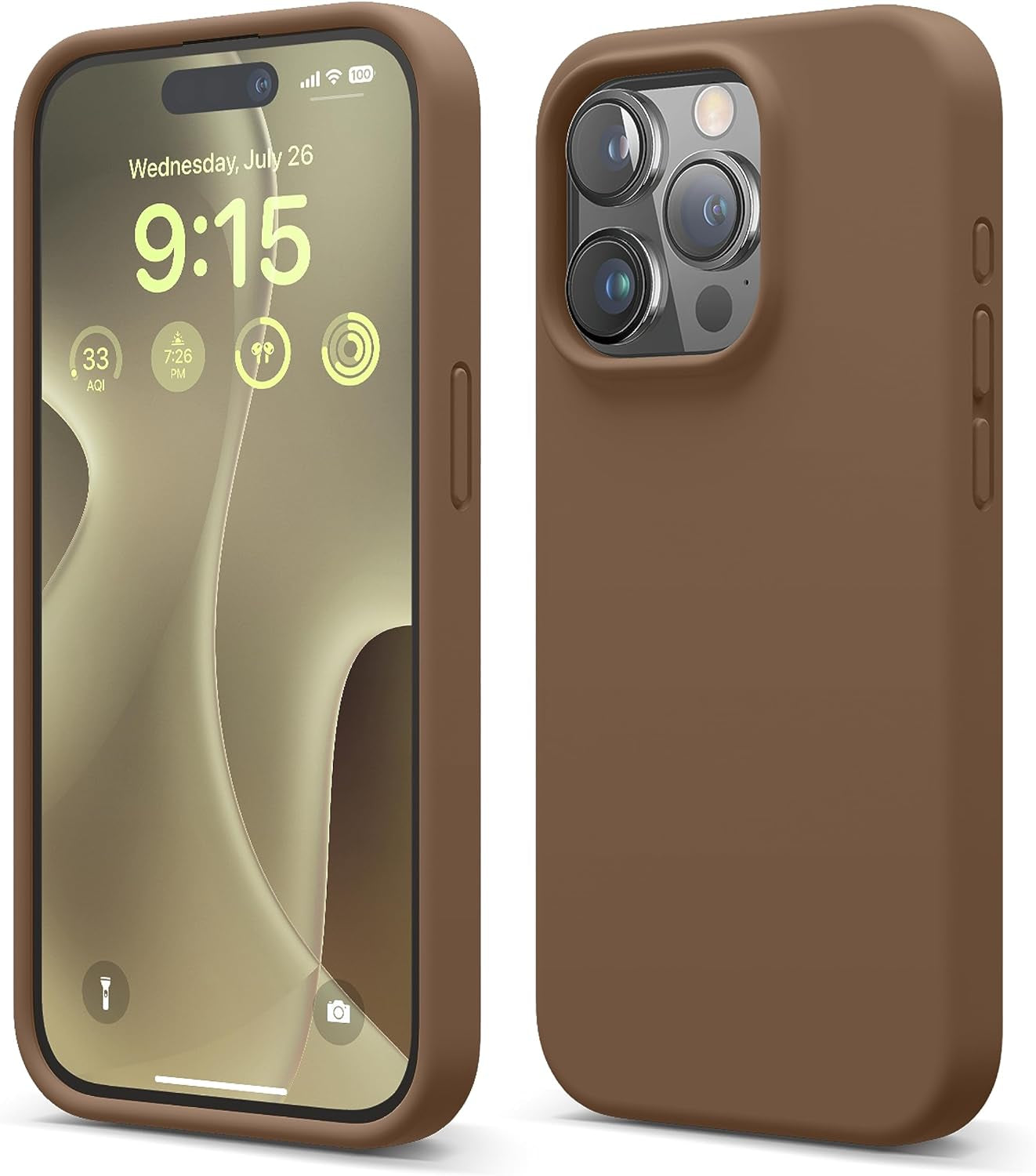Elago Compatible with Iphone 15 Pro Case, Liquid Silicone Case, Full Body Protective Cover, Shockproof, Slim Phone Case, Anti-Scratch Soft Microfiber Lining, 6.1 Inch (Brown)  elago   