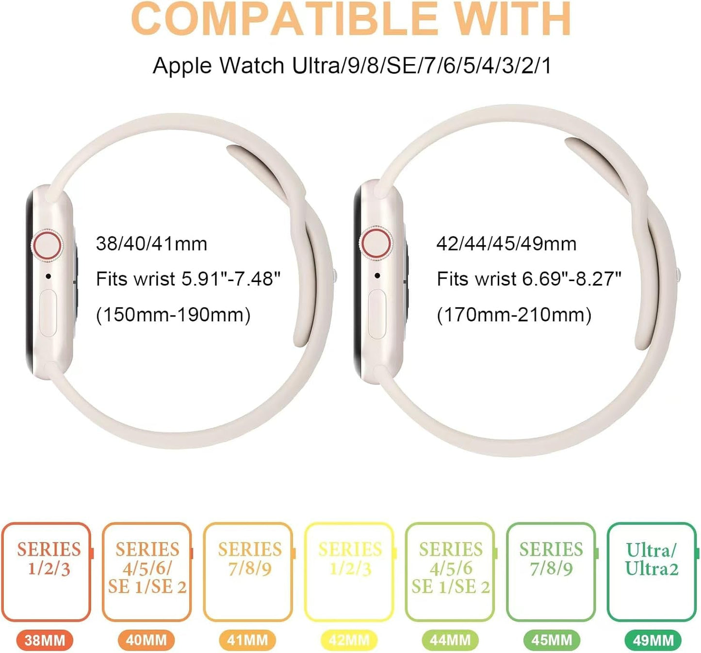 3 Pack Patented Sport Silicone Compatible with Apple Watch Band 41Mm 40Mm 38Mm 45Mm 44Mm 42Mm 49Mm Women Men, Soft Wristbands Waterproof Strap for Iwatch Bands Series 9 8 7 6 5 4 3 2 1 SE Ultra