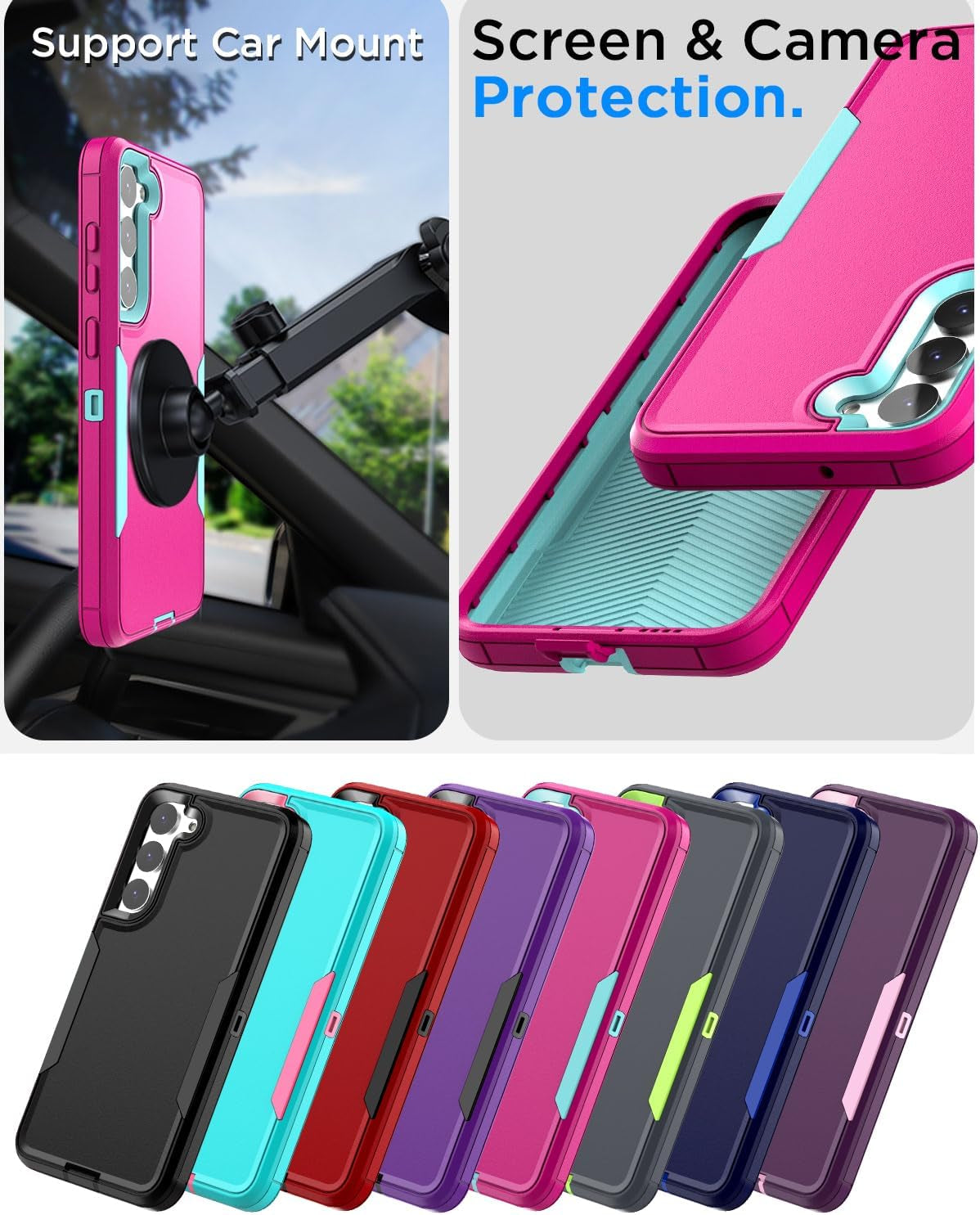 Aicase Case for Samsung Galaxy S22 Plus,Support Magnetic Car Mount Heavy Duty 2-Layer Pocket-Friendly Durable Military Grade Protection Shockproof/Drop Proof Protective Cover for S22 Plus_3