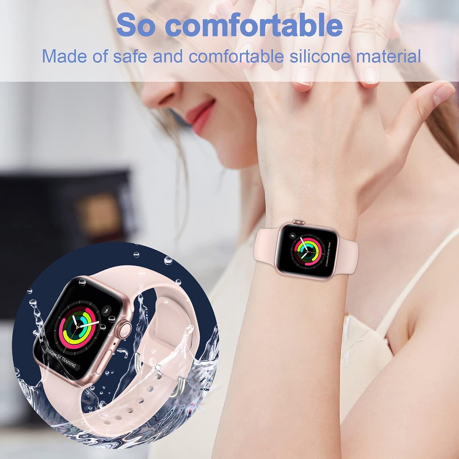 EOMTAM 14 Pack Bands Compatible with Apple Watch Bands 49Mm 45Mm 44Mm 42Mm 41Mm 40Mm 38Mm Women Men, Soft Replacement Silicone Strap Sport Band Compatible for Iwatch Series Ultra 8 7 SE 6 5 4 3