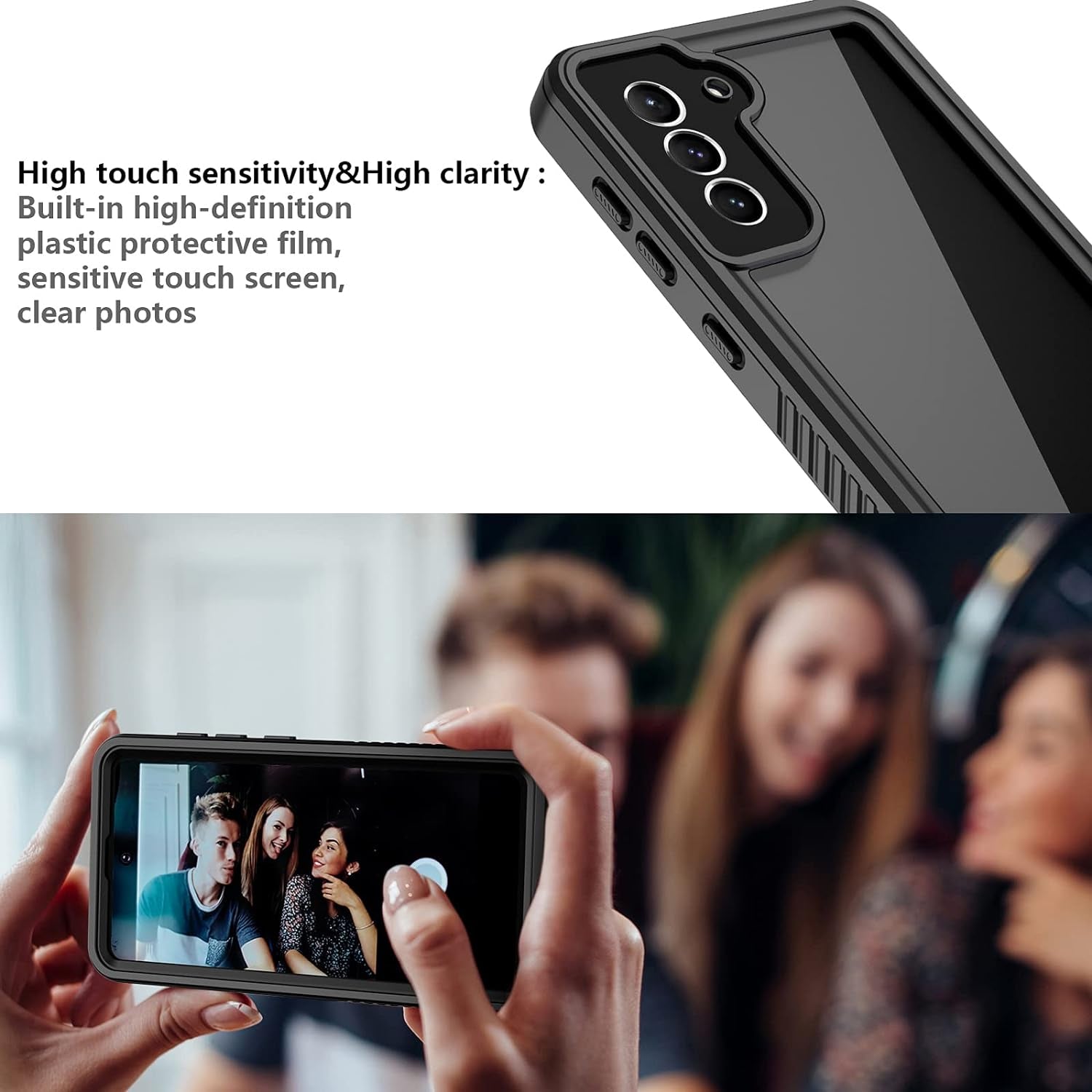 For Samsung Galaxy S22+Plus Case Waterproof Shockproof,Galaxy S22 plus Case with Built-In Screen Protector 360 Full Body Heavy Rugged Samsung S22+Plus Protective Case(Blue/Clear)