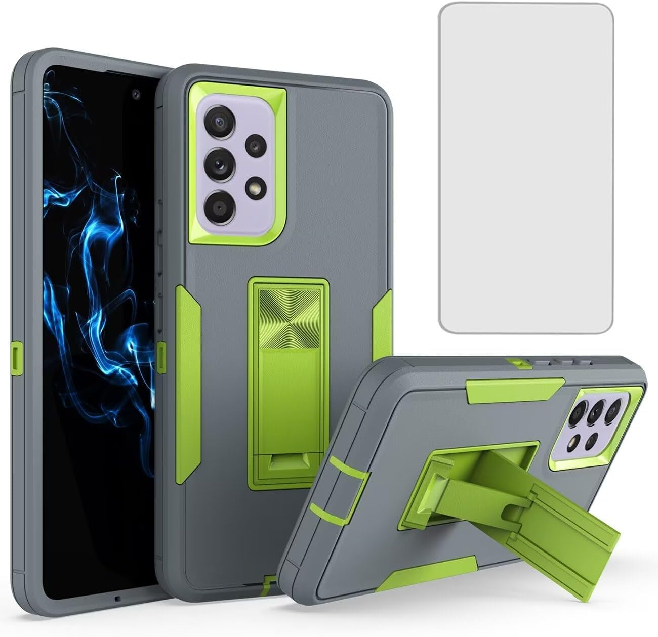 Case for Galaxy A53 5G Case/Samsung A53 5G SM-A536U Case with Tempered Glass Screen Protector, Hybrid Heavy Duty Magnetic Built-In Kickstand Protective Cover for Samsung Galaxy A53 5G Navy Blue