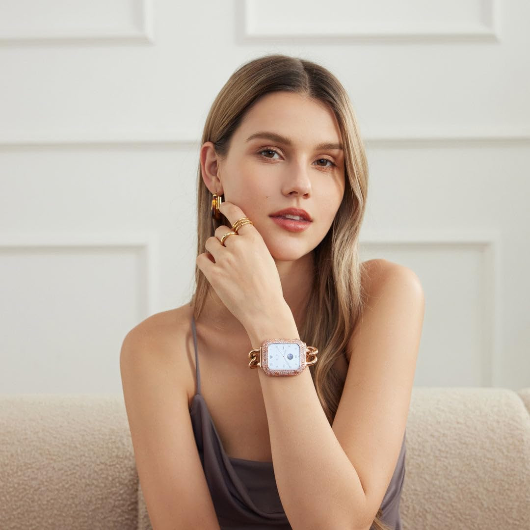 Chain Metal Band Compatible with Apple Watch 38Mm 40Mm 41Mm 42Mm 44Mm 45Mm 49Mm Women'S Watch Band Slim Fashion Stainless Steel Band for Iwatch Band Ultra Ultra 2 SE SE2 Series 9 8 7 6 5 4 3 2 1