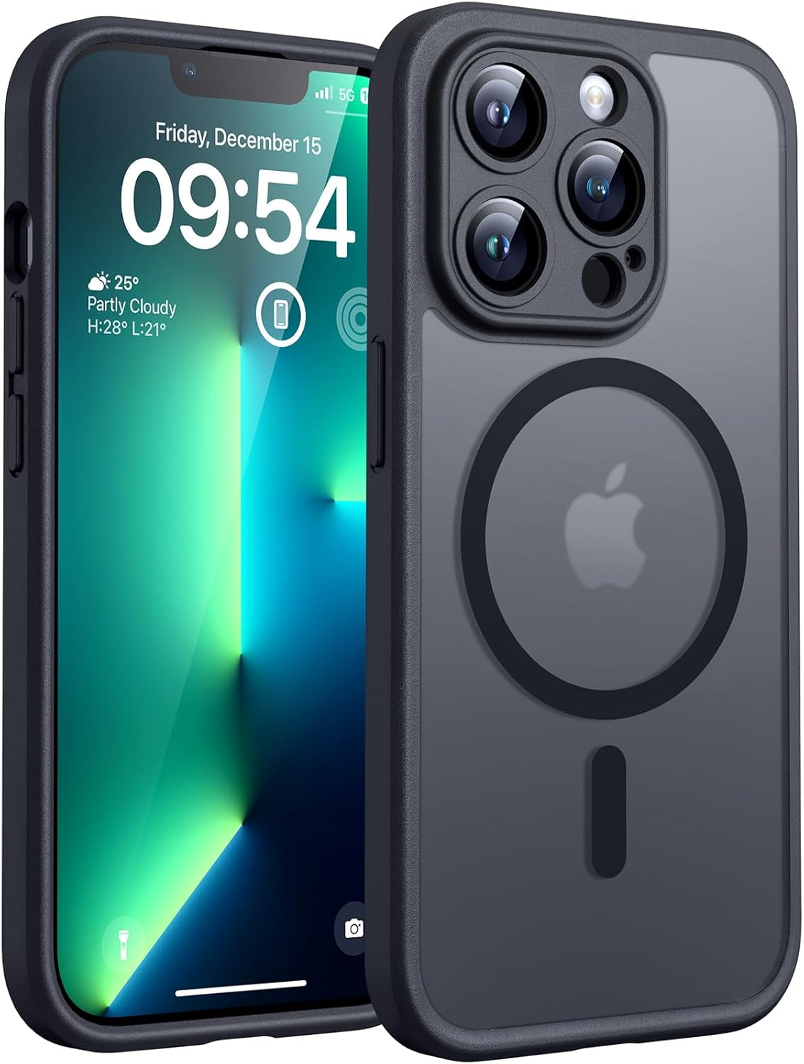 TOCOL for Iphone 17 Pro Case, Compatible with Magsafe, Full Camera Protection, Built-In Magnetic Ring, Drop Protection, Translucent Matte Phone Case for Iphone 17 Pro 6.3 Inch (Black)