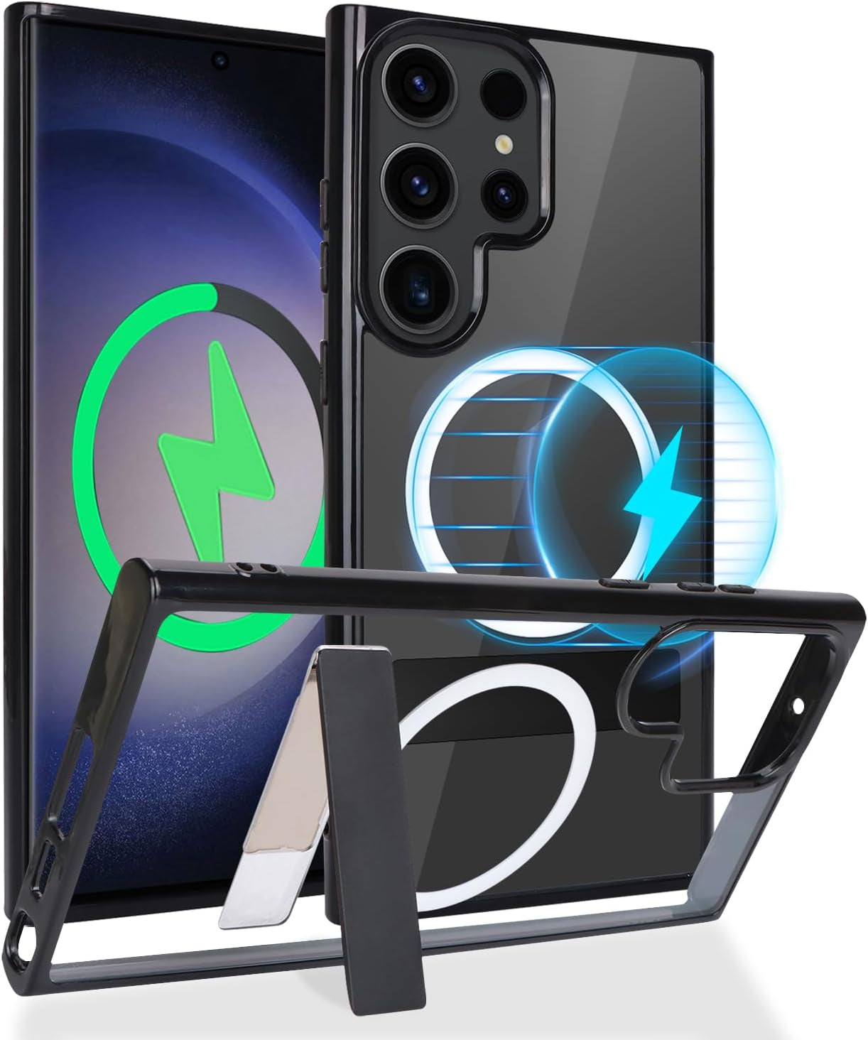 Cavor for Samsung Galaxy S22 Ultra Magsafe Case,S22 Ultra Case with Kickstand, Magnetic Case for Samsung S22 Ultra Phone Case, Full-Body Shockproof Slim Case for Women Men-Black