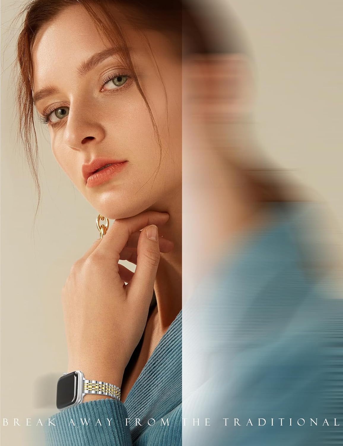 CTYBB Women Slim Band Compatible with Apple Watch Band 38Mm 40Mm 41Mm 42Mm 44Mm 45Mm, Stainless Steel Replacement Straps with Case for Iwatch Bands Series 9 8 7 6 5 4 3 2 1 Se,Silver+Gold