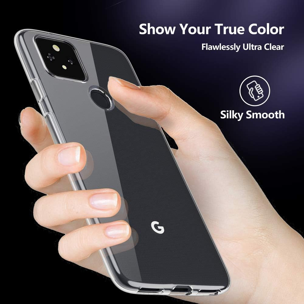 For Google Pixel 5 Clear Case,Slim Thin Soft Skin Silicone Flexible TPU Rubber Gel Lightweight Anti-Scratch Shockproof Protective Cases Cover for Google Pixel 5,Crystal Clear  KEEPCA   