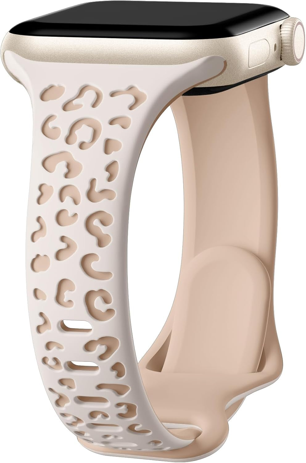 Daqin Slim Leopard Engraved Band Compatible with Apple Watch Bands 40Mm 38Mm 41Mm 44Mm 45Mm 42Mm Women, Soft Silicone Feminie Cheetah Thin Sport Wristbands for Iwatch Bands Series 9 8 7 6 5 4 3 2 1 SE