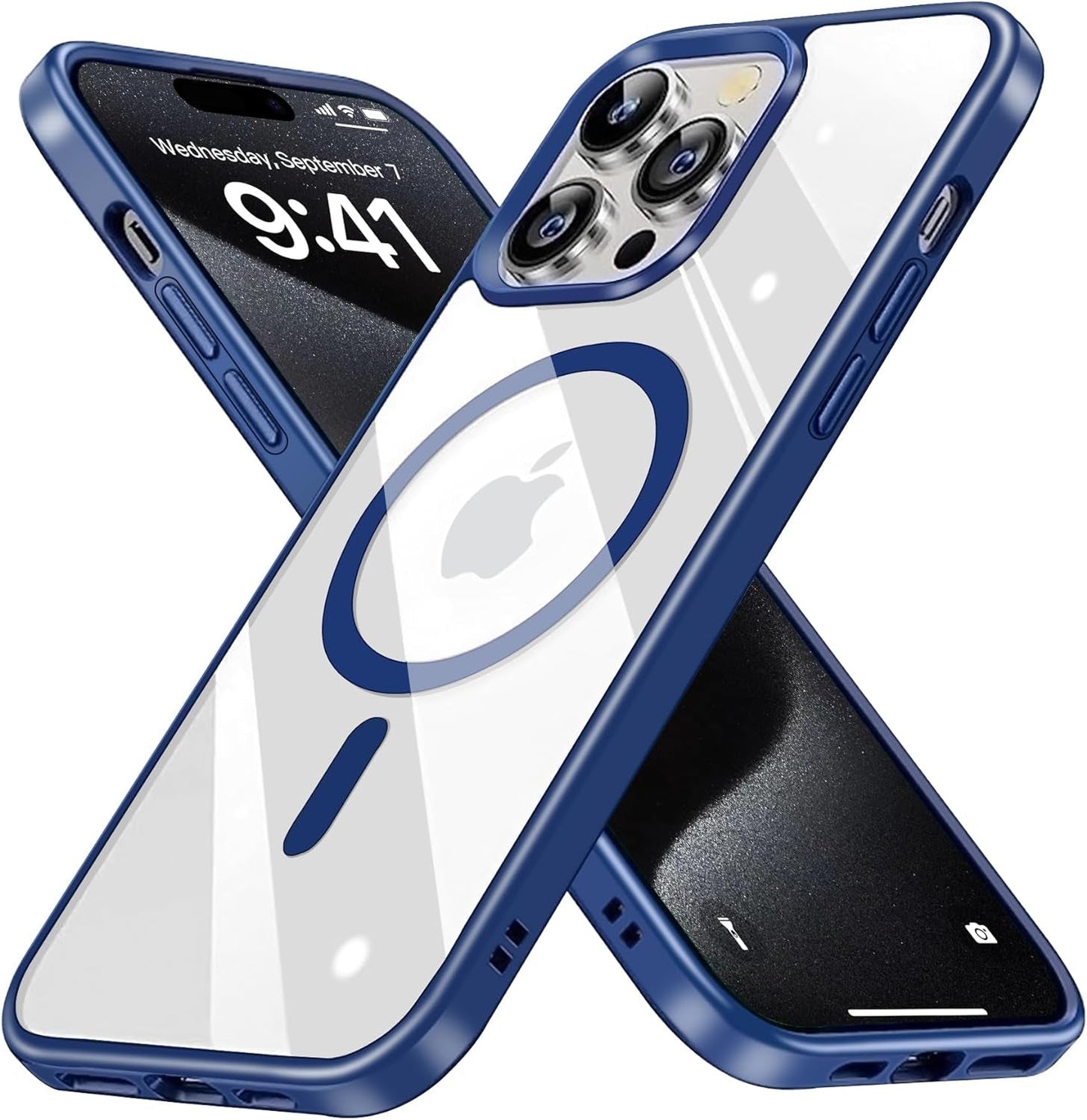 BAICHUANG Clear Magnetic for Iphone 15 Pro Case, Compatible with Magsafe, [Not Yellowing] [Military Grade Protection] Slim Transparent Silicone Anti-Scratch Shockproof Phone Case, Black  BAICHUANG   