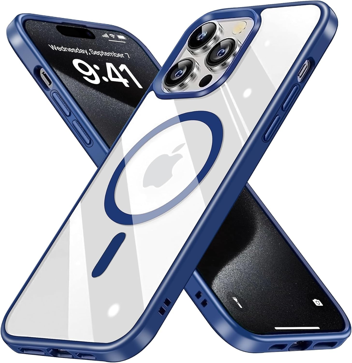 BAICHUANG Clear Magnetic for Iphone 15 Pro Case, Compatible with Magsafe, [Not Yellowing] [Military Grade Protection] Slim Transparent Silicone Anti-Scratch Shockproof Phone Case, Black  BAICHUANG   