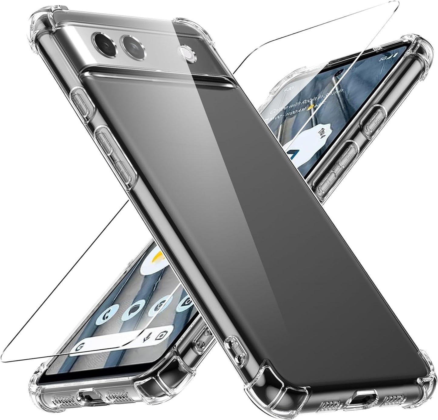 Case for Google Pixel 4A 5G Phone Case, with 1 Piece Screen Protector, TPU Bumper Shockproof Silicone Fullbody Protective Case Cover for Google Pixel 4A 5G, Transparent  Ikziwreo Transparent Google Pixel 8A 