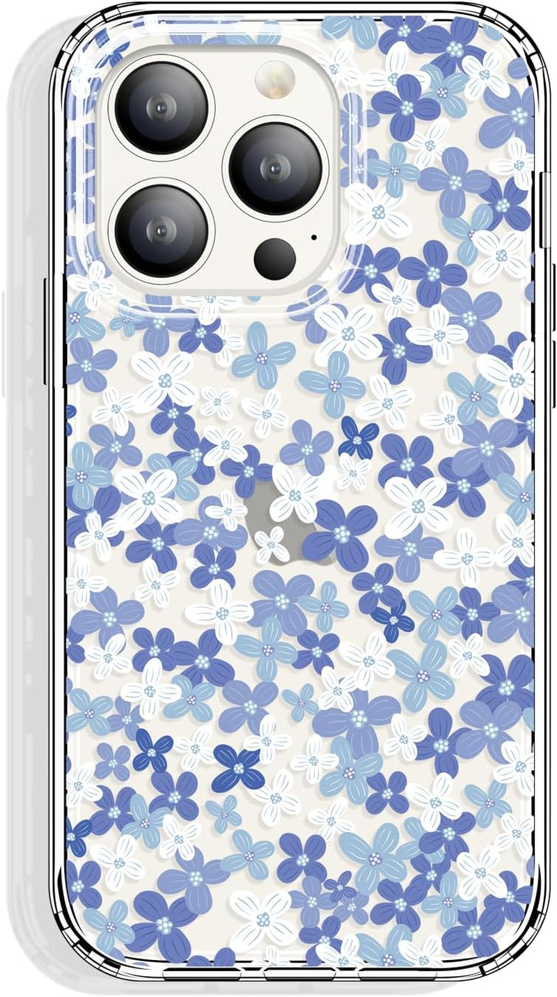 GYZYA for Iphone 15 Pro Case Clear 6.1 Inch with Pattern Design, Protective Slim TPU Cover + Shockproof Bumper for Women and Girls (Blooming Flowers)  GYZYA Flowers018  