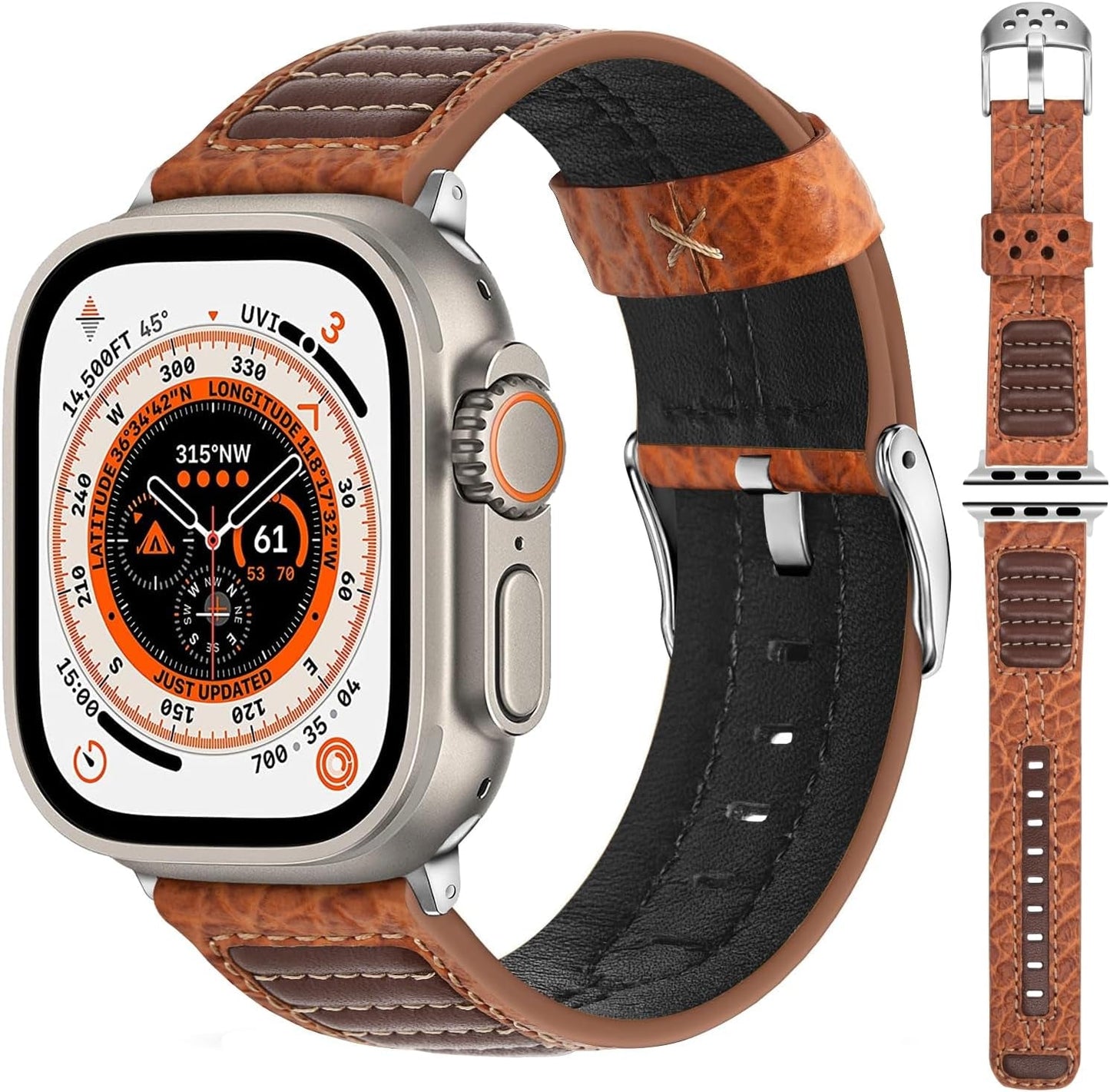 Fullmosa Café Racer Leather Apple Watch Band 49Mm 45Mm 44Mm 42Mm 41Mm 40Mm 38Mm Genuine Iwatch Bands for Men/Women Easily Upgrade Your Apple Watch with Premium Smart Watch Bands