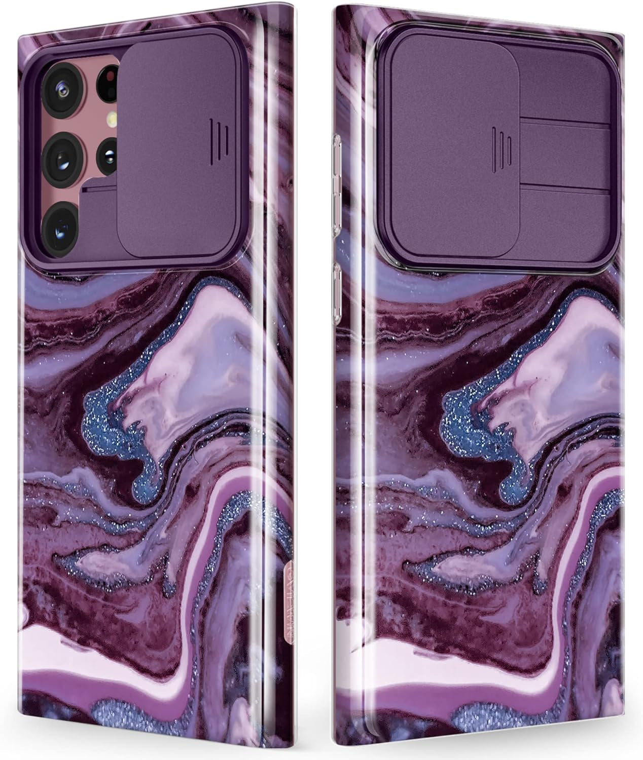 GVIEWIN Designed for Samsung Galaxy S22 Ultra Case with Slide Camera Cover, [Military Grade Drop Protection] Marble Slim Fit Shockproof Protective Phone Case for S22 Ultra 5G 6.8" 2022(Drift Sand)