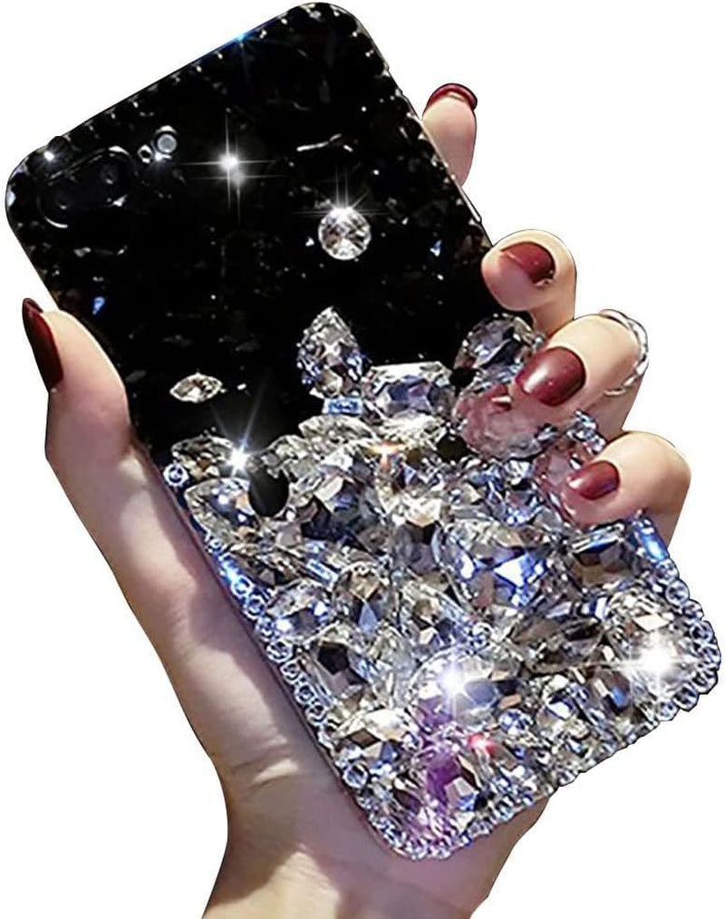 Bling Diamond Case Compatible with Samsung Galaxy A53 5G, 3D Homemade Luxury Sparkle Crystal Rhinestone Shiny Glitter Full Clear Stones Back Phone Cover with Screen Protector -Clear White