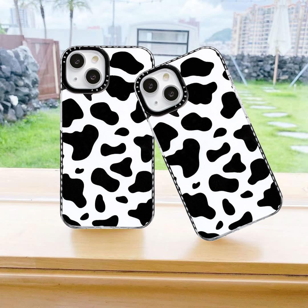 Abbery Designed for Iphone 15 plus Case Cow Print Clear with Design Cow Pattern Cute Durable Silicone TPU Sturdy Shockproof Protective Woman Girls Aessthetic Phone Cover (For Iphone 15 Plus)  Abbery   