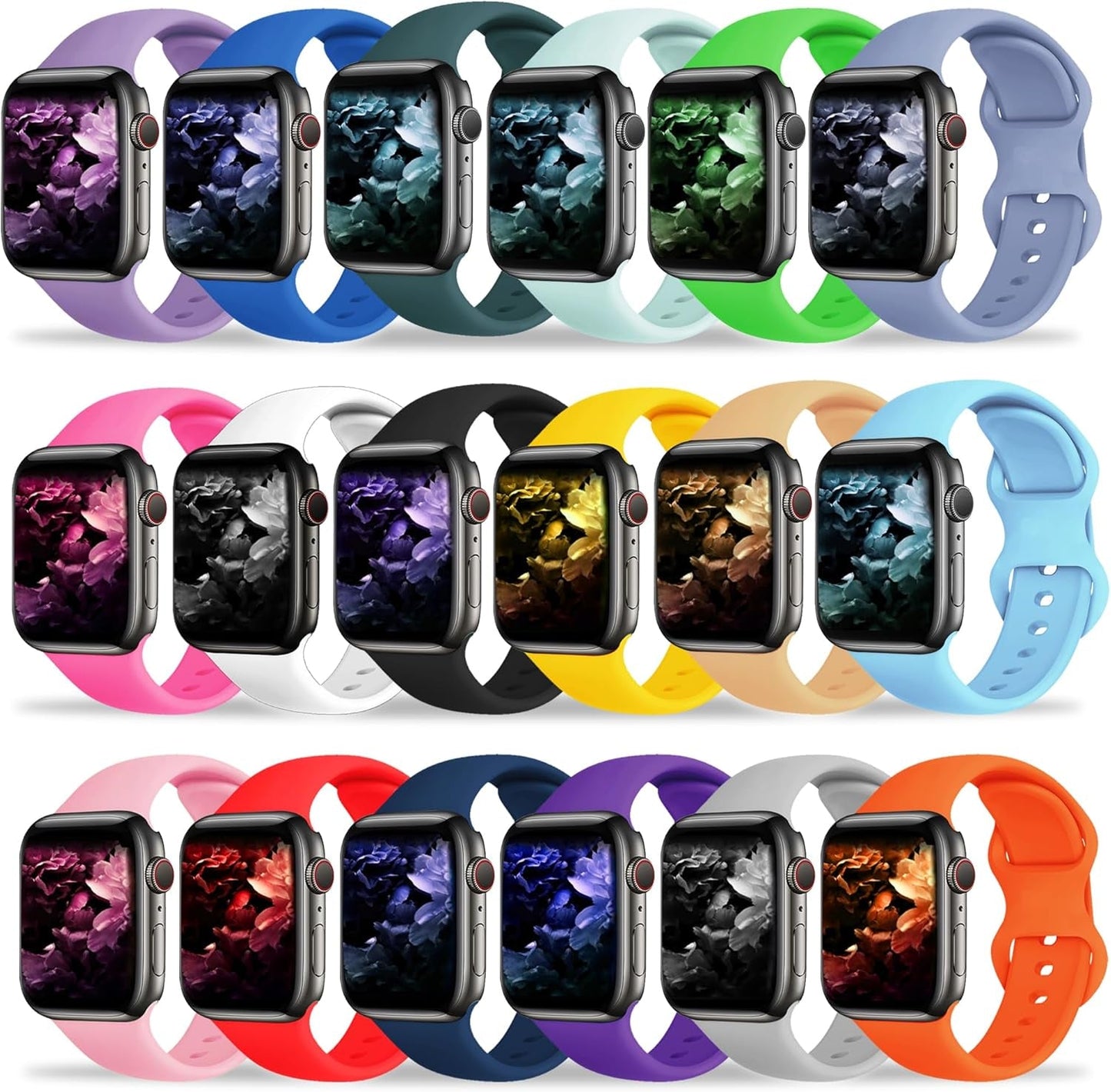 18 Pack Bands Compatible with Apple Watch Band 49Mm 45Mm 44Mm 42Mm 41Mm 40Mm 38Mm for Women Men, Sport Silicone Breathable Replacement Strap for Iwatch Series Ultra 9 8 SE 7 6 5 4 3 2 1