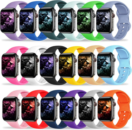 18 Pack Bands Compatible with Apple Watch Band 49Mm 45Mm 44Mm 42Mm 41Mm 40Mm 38Mm for Women Men, Sport Silicone Breathable Replacement Strap for Iwatch Series Ultra 9 8 SE 7 6 5 4 3 2 1