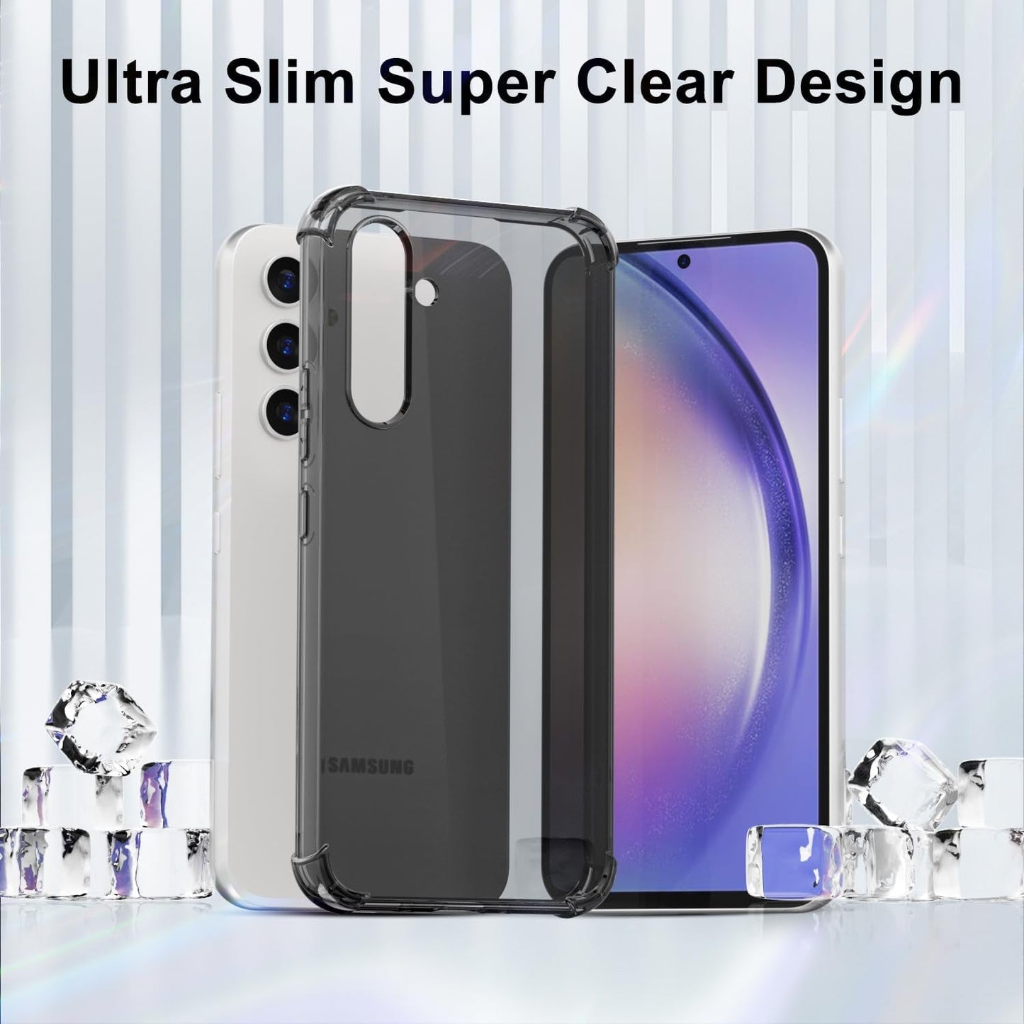 For Samsuang Galaxy A54 5G Case Clear, Transparent Jelly Protective Silicone Phone Case Design for Women Girly Cute Simple, Thin Slim Fit Soft Flexible TPU Shockproof Bumper, Clear Black