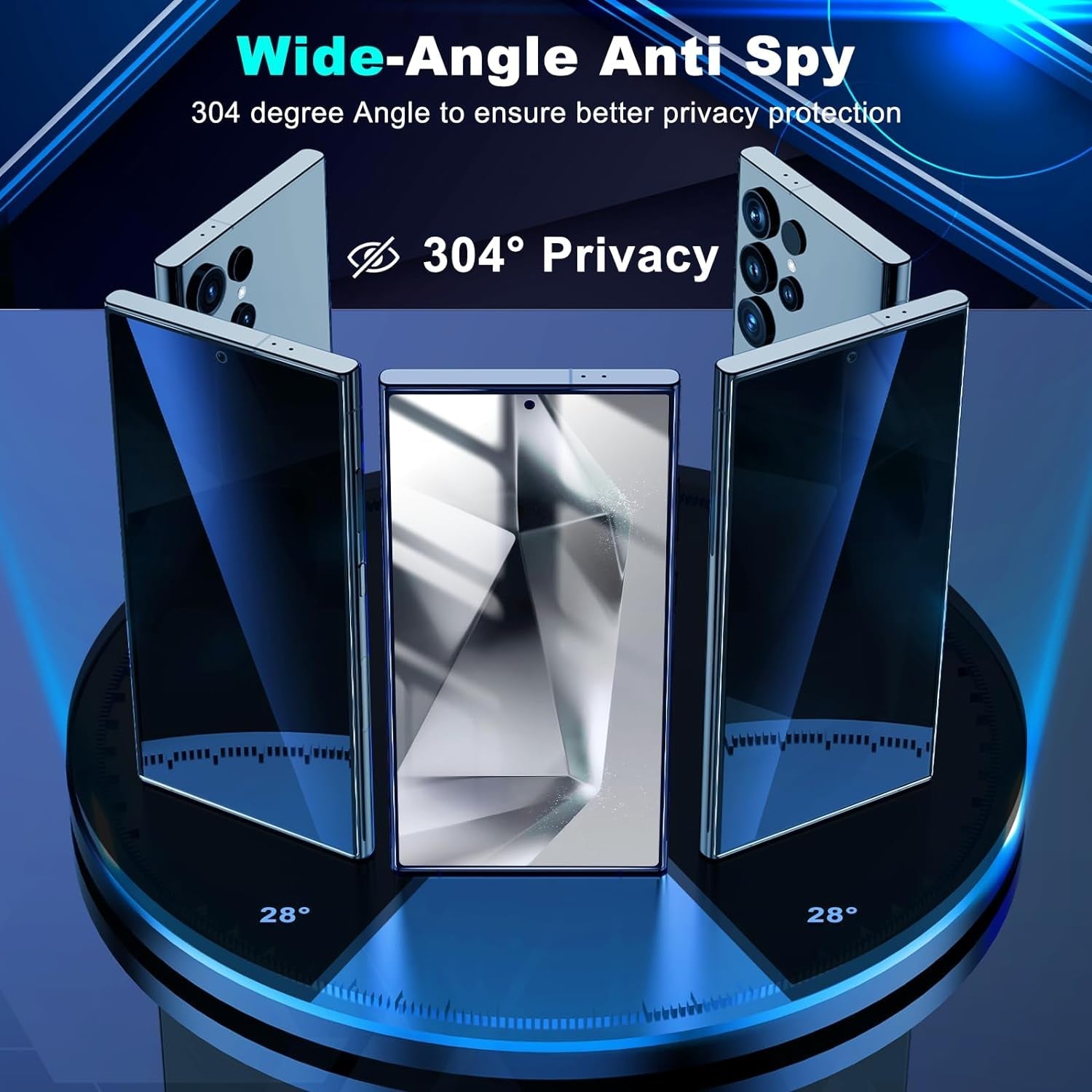 2 Pack for Samsung Galaxy S24 Ultra Privacy Screen Protector Tempered Glass, Anti-Spy, Fingerprint Unlocking, Full Coverage, S24 Ultra Accessories, Case Friendly, Easy Installation