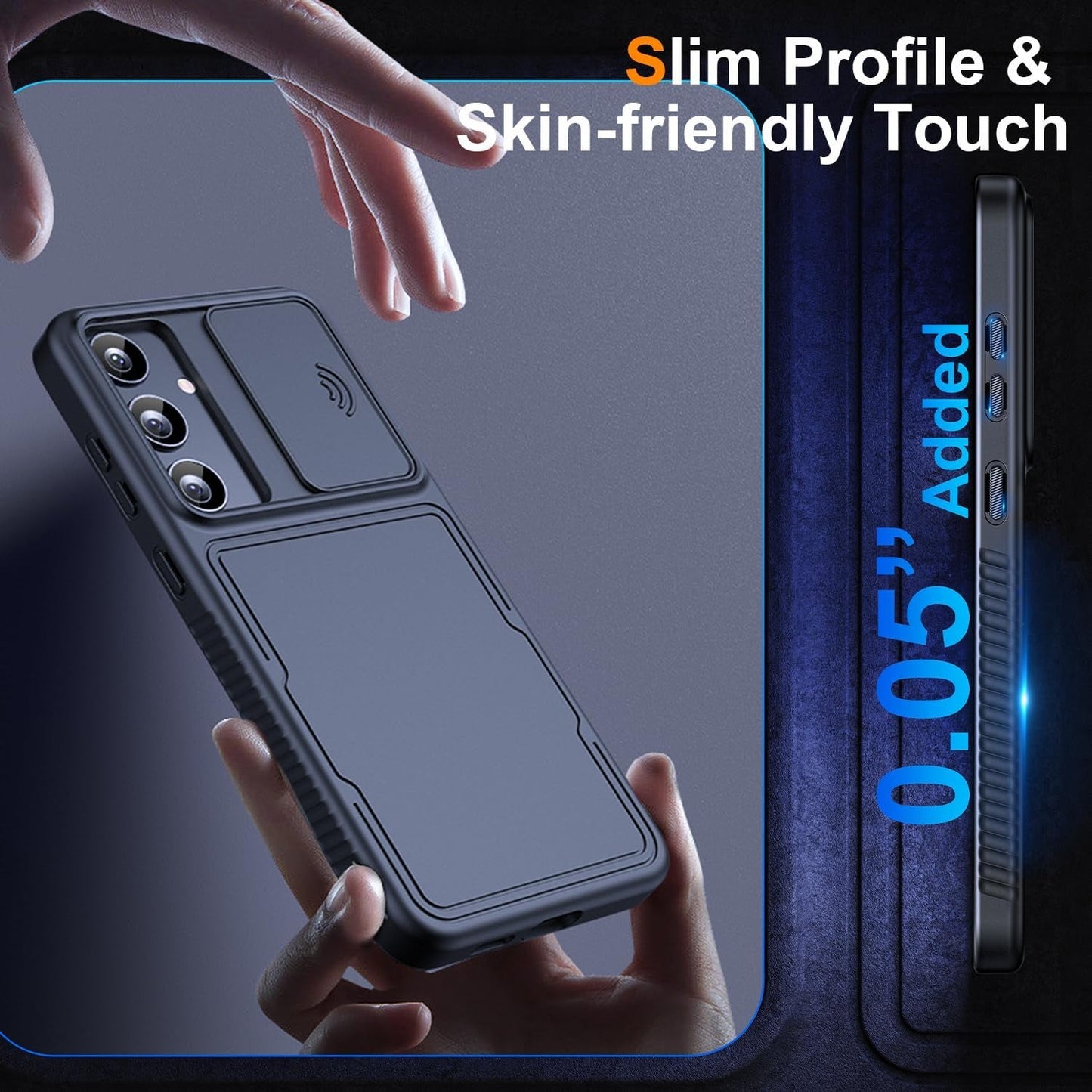 3 in 1 Magnetic for Samsung Galaxy S24 plus Case with Slide Camera Cover [2X Screen Protectors] [Mil-Grade Shockproof] Slim Phone Case for S24 plus Case 6.7" Black
