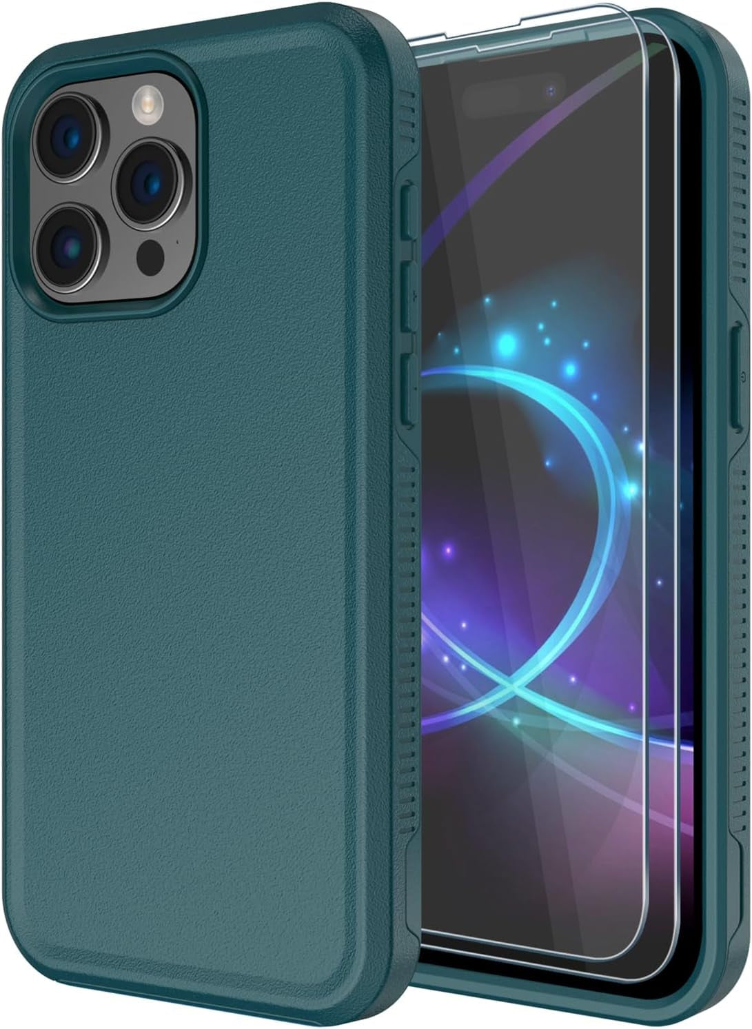 Diverbox for Iphone 15 Pro Case [Tempered Glass Screen Protector] [Shockproof] [Dropproof] Heavy Duty Protection Phone Case Cover for Apple Iphone 15 Pro 6.1 Inch (Black-2In1)  Diverbox   