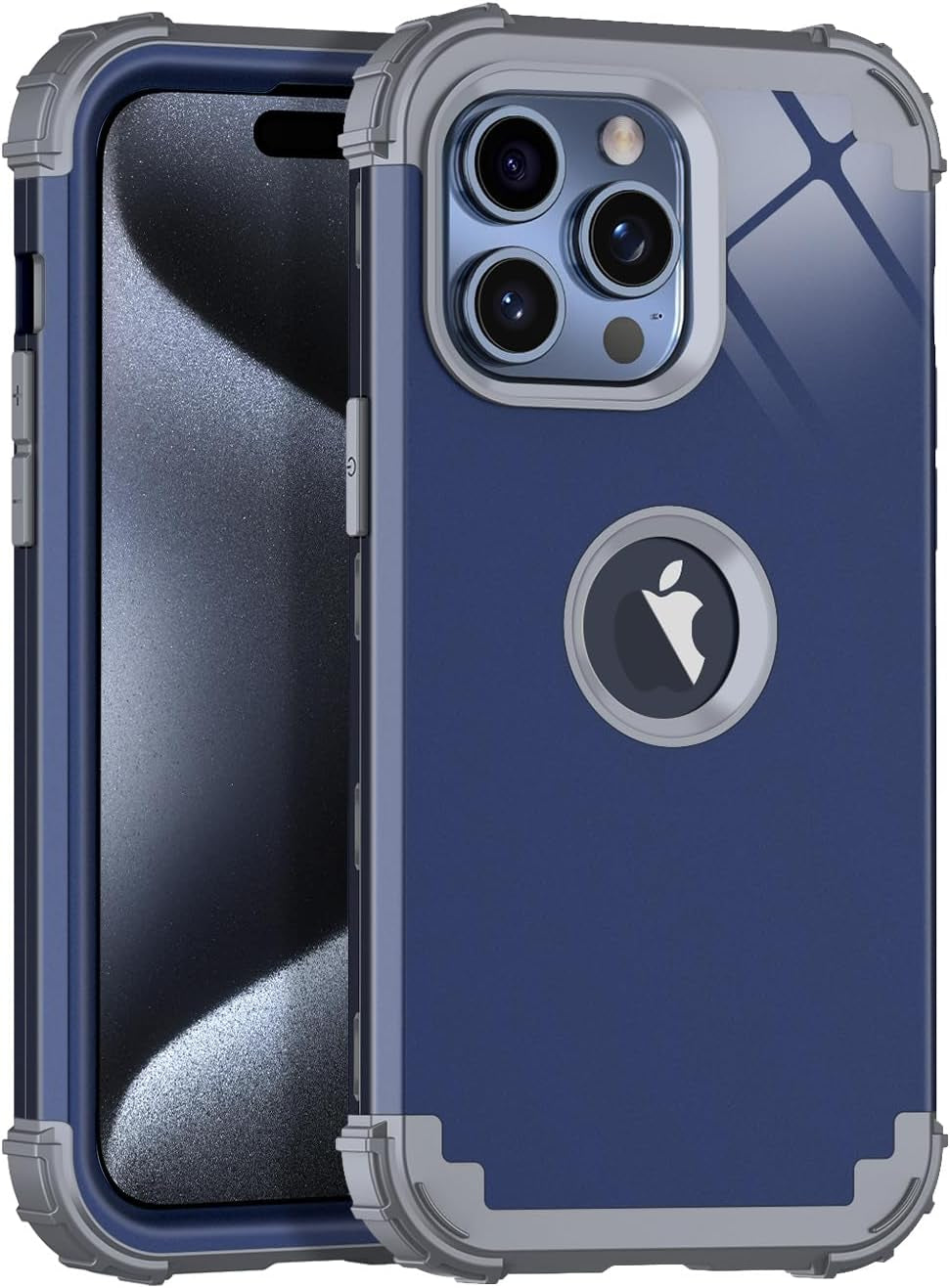 Casetego for Iphone 15 Pro Max Case,Two Layer Heavy Duty Sturdy Shockproof Full Body Rugged Hard Pc+Soft TPU Bumper Protective Girls Cover Case for Apple Iphone 15 Pro Max 6.7 Inch,Black  Casetego Blue  