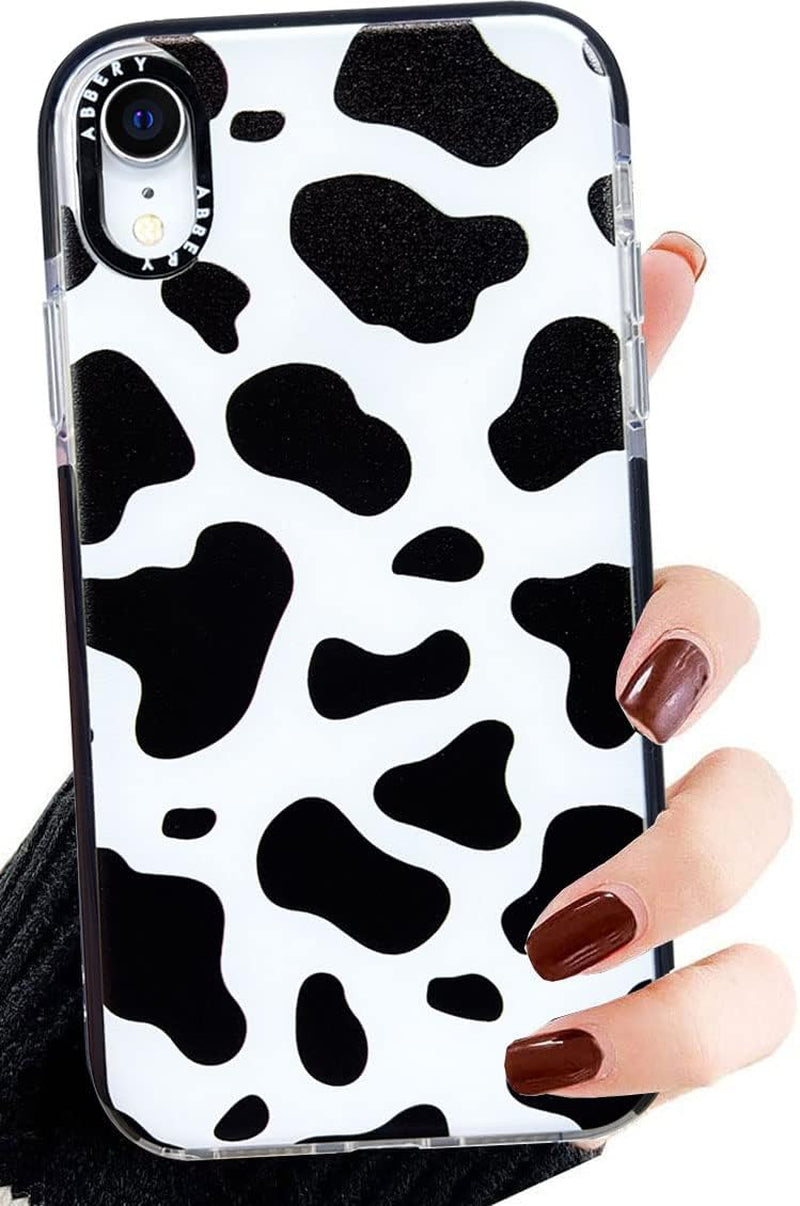 Abbery Designed for Iphone 15 plus Case Cow Print Clear with Design Cow Pattern Cute Durable Silicone TPU Sturdy Shockproof Protective Woman Girls Aessthetic Phone Cover (For Iphone 15 Plus)  Abbery For Iphone Xr  