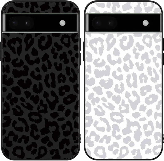 2 Pack Cute Cheetah Print for Google Pixel 6A(5G) 6.3" Phone Case,Luxury Leopard Pattern Design Cases Soft Silicone TPU Shockproof Protective Cover for Women Girls-Black & White  RUMDEY Leopard Google Pixel 6A(5G) 