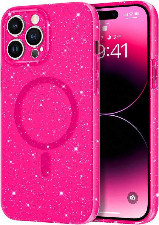 BENTOBEN Iphone 14 Pro Max Case, Phone Case Iphone14 Pro Max Magnetic Case Compatible with Magsafe Glitter Sparkle Shockproof Anti-Scratch Protective Case for Iphone 14 Pro Max 6.7’’ Hot Pink  BENTOBEN   