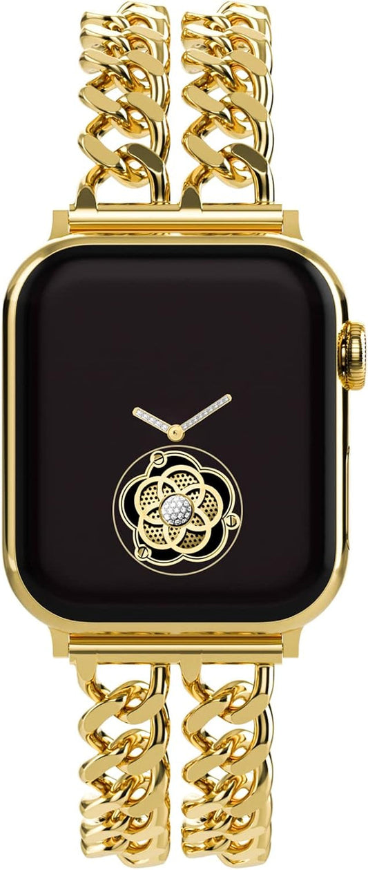 Compatible with Apple Watch SE Series 8 Series 7 6 5 4 3 2 1 Strap 45Mm 44Mm 42Mm 41Mm 40Mm 38Mm Ultra 49Mm Women'S Metal Linked Watch Band Steel Chain Iwatch Gold Bracelet