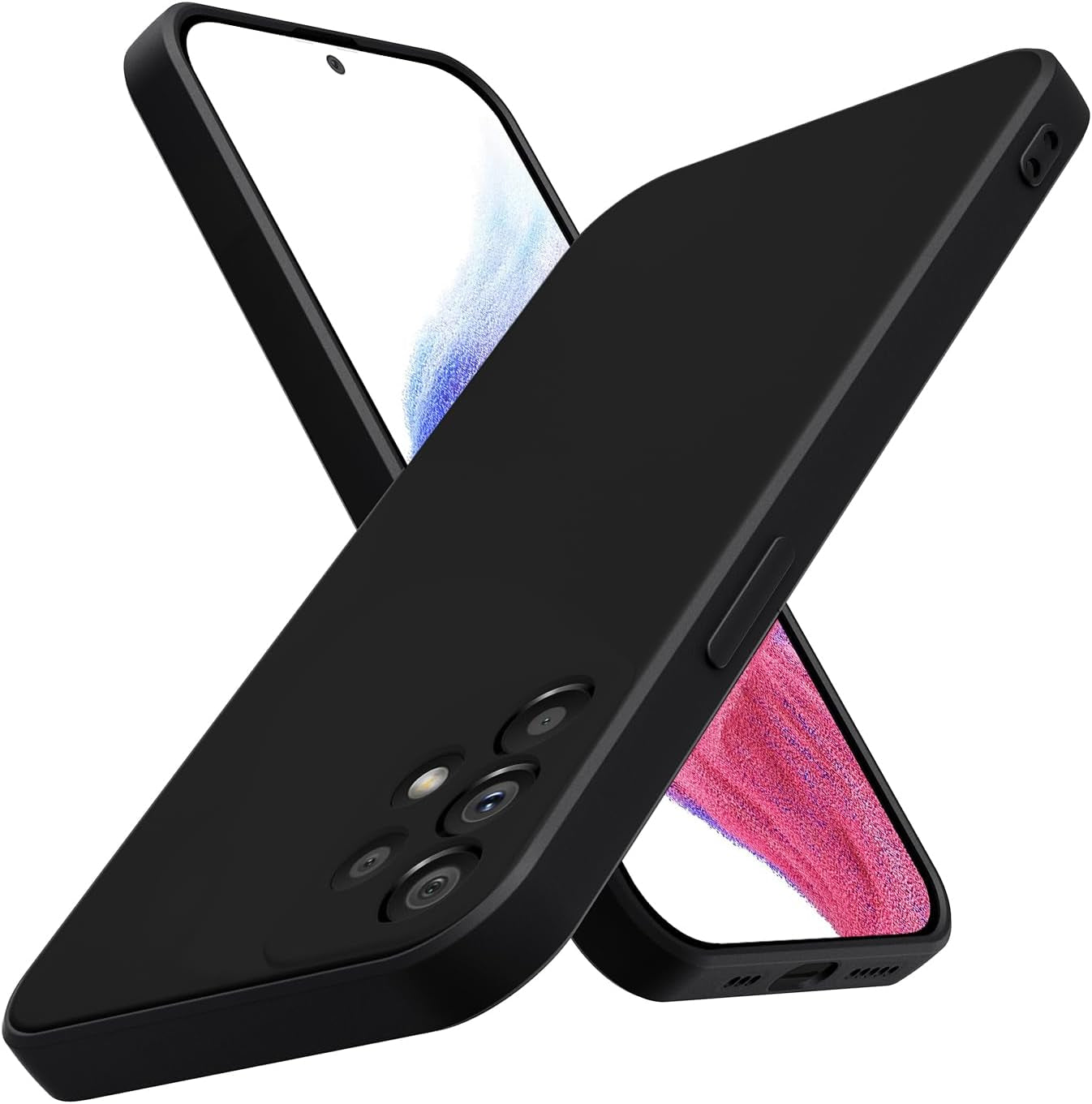 For Samsung Galaxy A53 5G Case,[Silky Touch Premium Liquid Silicone][Camera Protection] [Soft Anti-Scratch Microfiber Lining],Slim Soft Shockproof Phone Case,Black 1-Sam A53-01