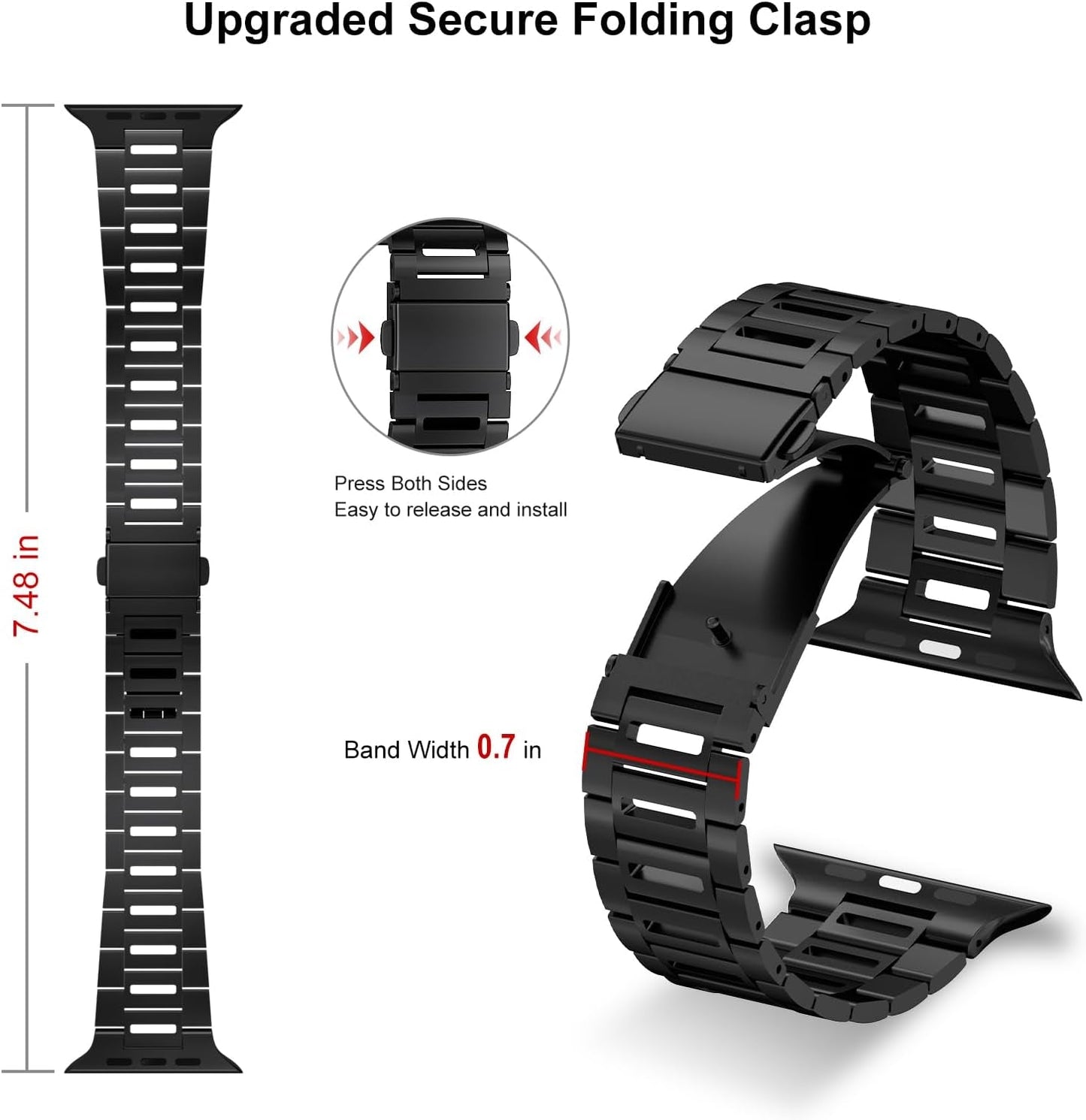 Finestone Metal Band for Apple Watch - Stainless Steel Apple Watch Band Compatible with Apple Watch 41Mm 40Mm 38Mm - Slim Hollow-Out Design Strap for Iwatch Series 9/8/7/6/5/4/3/2/1 SE Women Men Black