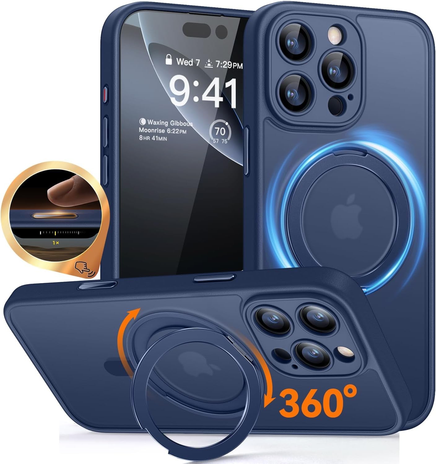 CANSHN 360° Spin Magnetic Stand for Iphone 17 Pro Max Case with Camera Control [Full Camera Protection] [Compatible with Magsafe] Translucent Matte Shockproof Protective Phone Cover 6.9" -Deep Purple