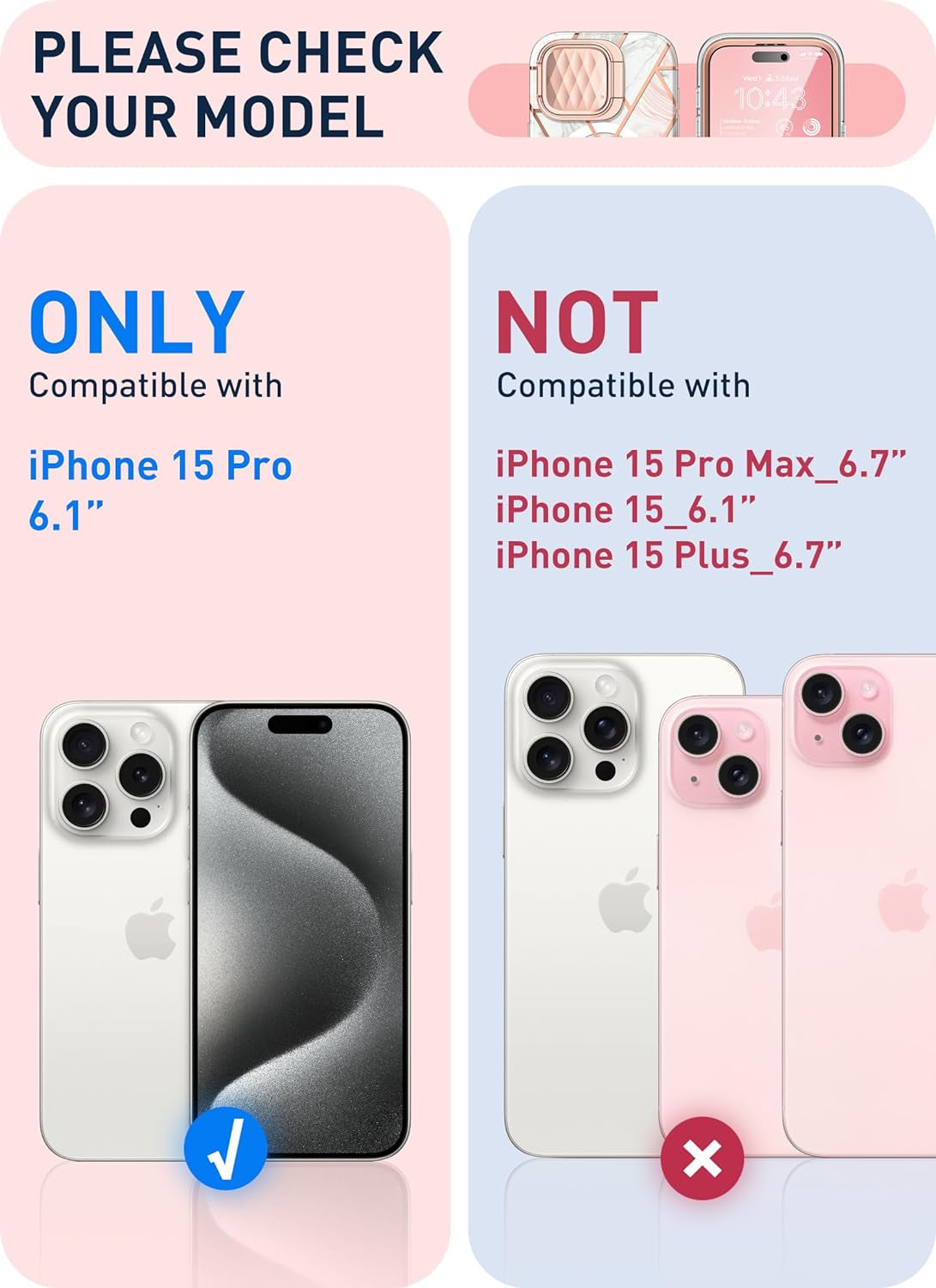 I-Blason for Iphone 15 Pro Case with Stand, [Magsafe Compatible] [Camera Cover Stand] [Built-In Screen Protector], Slim Stylish Phone Case for Iphone 15 Pro, Cosmag Series, Marble  i-Blason   