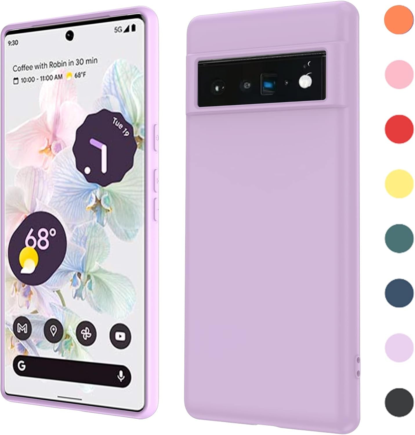 Leyi for Pixel 6A 5G Case: Google Pixel 6A Case with [2 Pack] Tempered Glass Screen Protector Liquid Silicone Soft Microfiber Liner Cover Case Pixel 6A, Red  LeYi Purple Google Pixel 6 Pro 