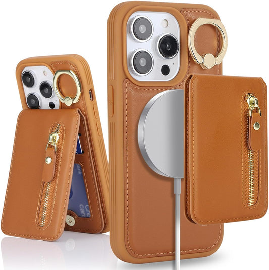 DEYHU Iphone 14 Pro Case with Card Holder, Iphone 14 Pro Phone Case Wallet for Women Magsafe Compatible Wallet Detachable 2-In-1 for Men-Brown  DEYHU   