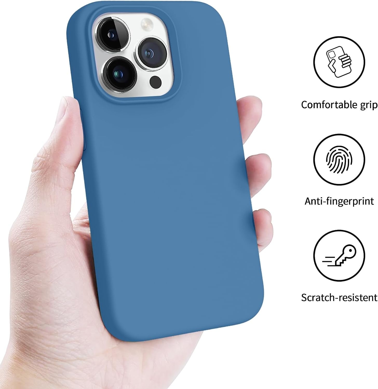 AOTESIER Compatible with Iphone 14 Pro Case, [Upgraded Liquid Silicone] [Soft Anti-Scratch Microfiber Lining] Shockproof Full Body Protective Phone Case for Iphone 14 Pro,6.1 Inch - Azure Blue  AOTESIER   