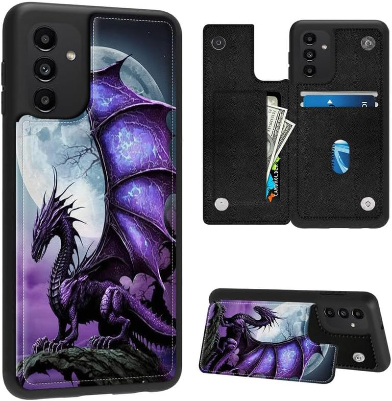 Case for Samsung Galaxy A14 5G Wallet Phone Case with Card Holder,Pu Leather Kickstand Card Slot Cover for Women Men (Dual Magnetic Clasp+Rfid Blocking)-Bald Eagle with Flag