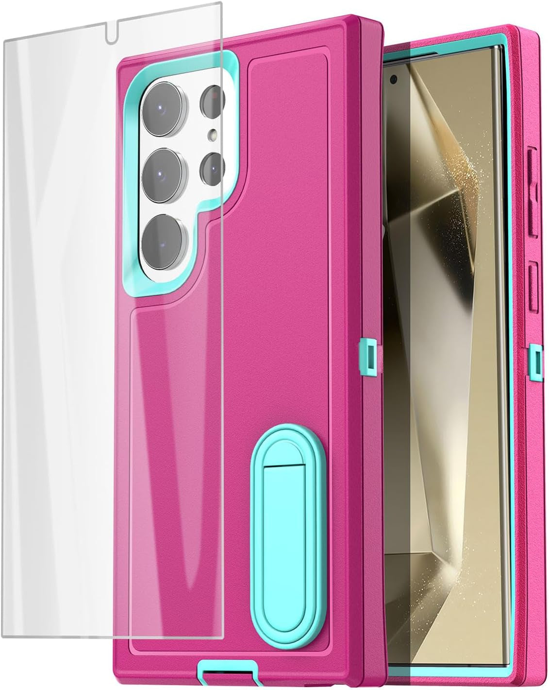 Aicase for Samsung Galaxy S24 Ultra Case with Glass Screen Protector,Heavy Duty Drop Protection Full Body Rugged Shockproof Military Protective Tough Durable Cover for Galaxy S24 Ultra 6.8" 5G 2024_1